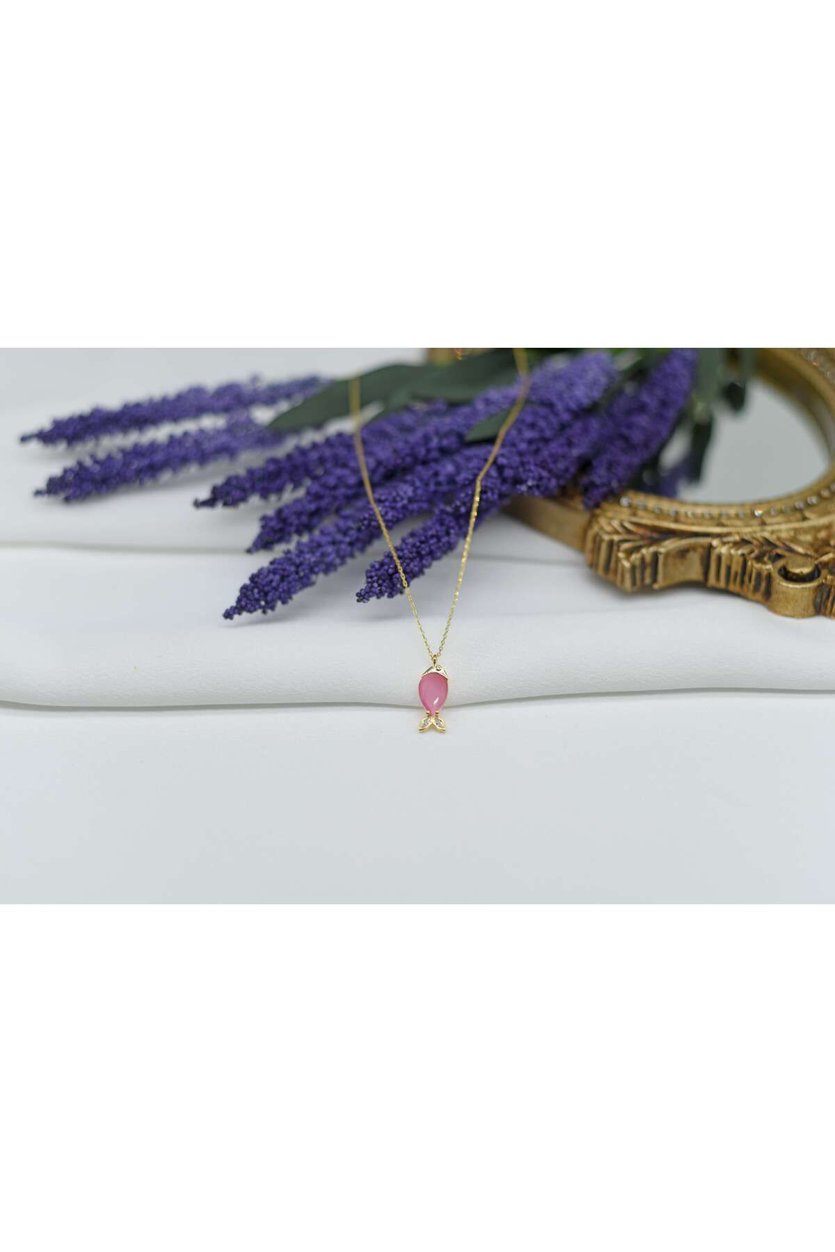Ocean Silver & Jewelry Damla Taşlı Balık Gümüş Kolye