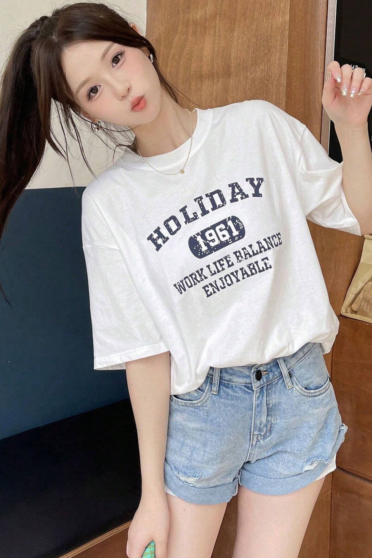 QWIM - Unisex Holiday Baskılı Tasarım Oversize T-shirt
