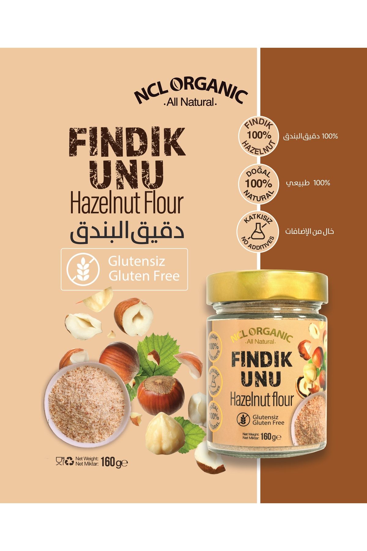 NCL ORGANIC SAİDOĞLU NCL ORGANIC %100 DOĞAL FINDIK UNU 160Gr / NCL ORGANIC 100% NATURAL HAZELNUT FLOUR 160Gr