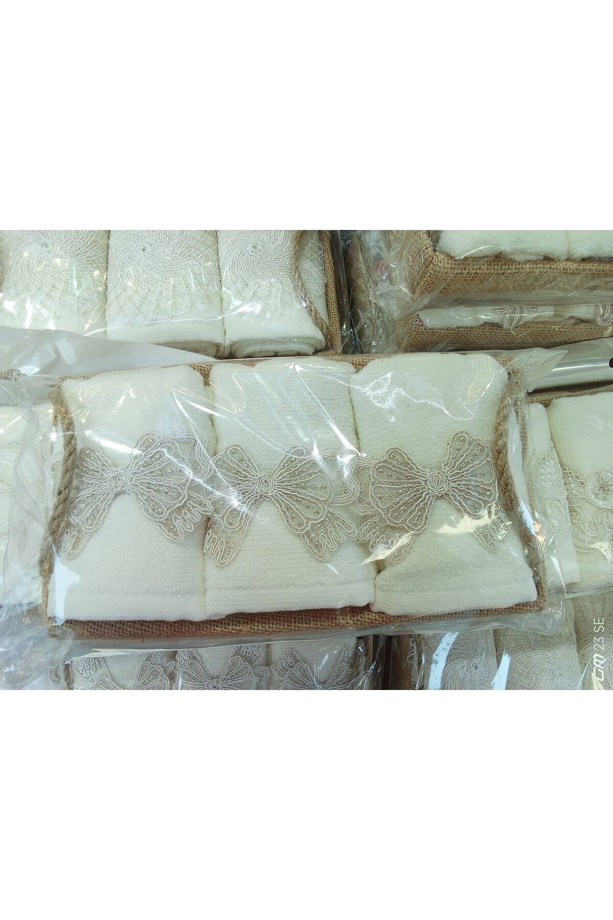 THULIA 3lü sepetli paket kurdele dantelli gelin havlusu