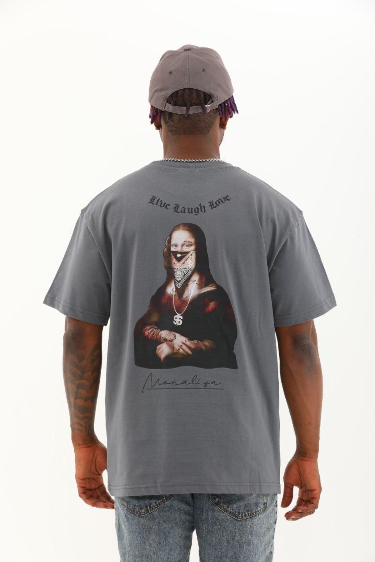 AURA Baskılı Oversize Bisiklet Yaka Unisex T-Shirt