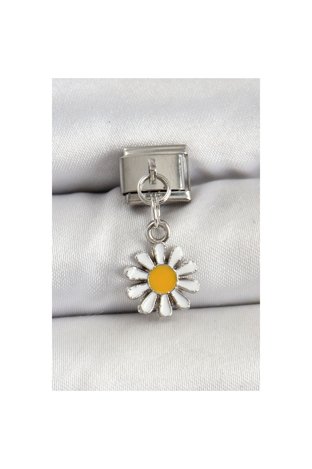 Ayder Timya 316l Çelik Gümüş Renk Papatya Model Nomination Charm - Tj-bc1486