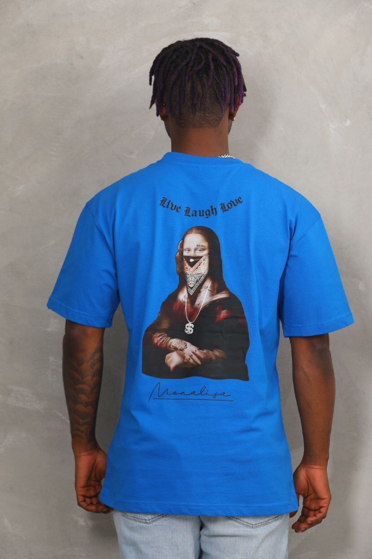 AURA Baskılı Oversize Bisiklet Yaka Unisex T-Shirt