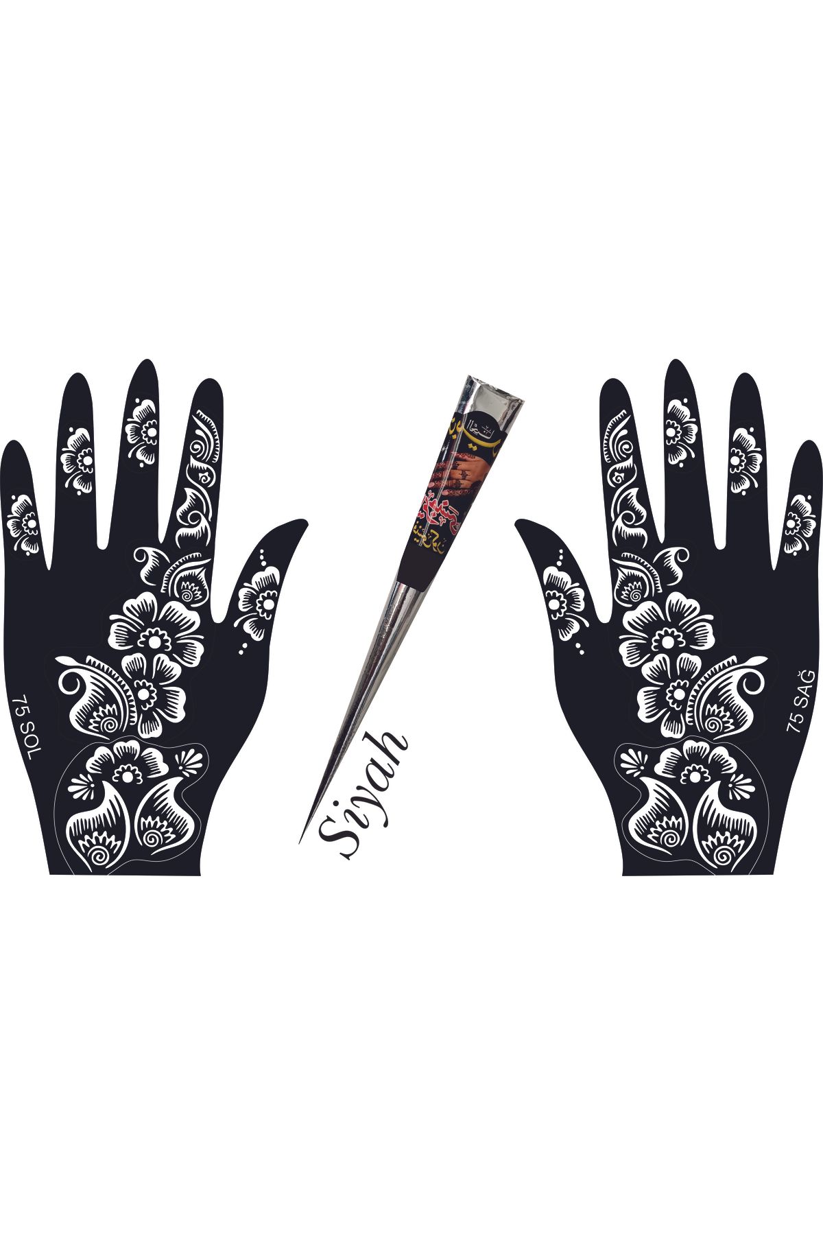 hennadibace El Deseni Kına Kalıbı (GEÇİCİ DÖVME ŞABLONU) Hint Kınası Henna Tattoo Stencil Kına Gecesi