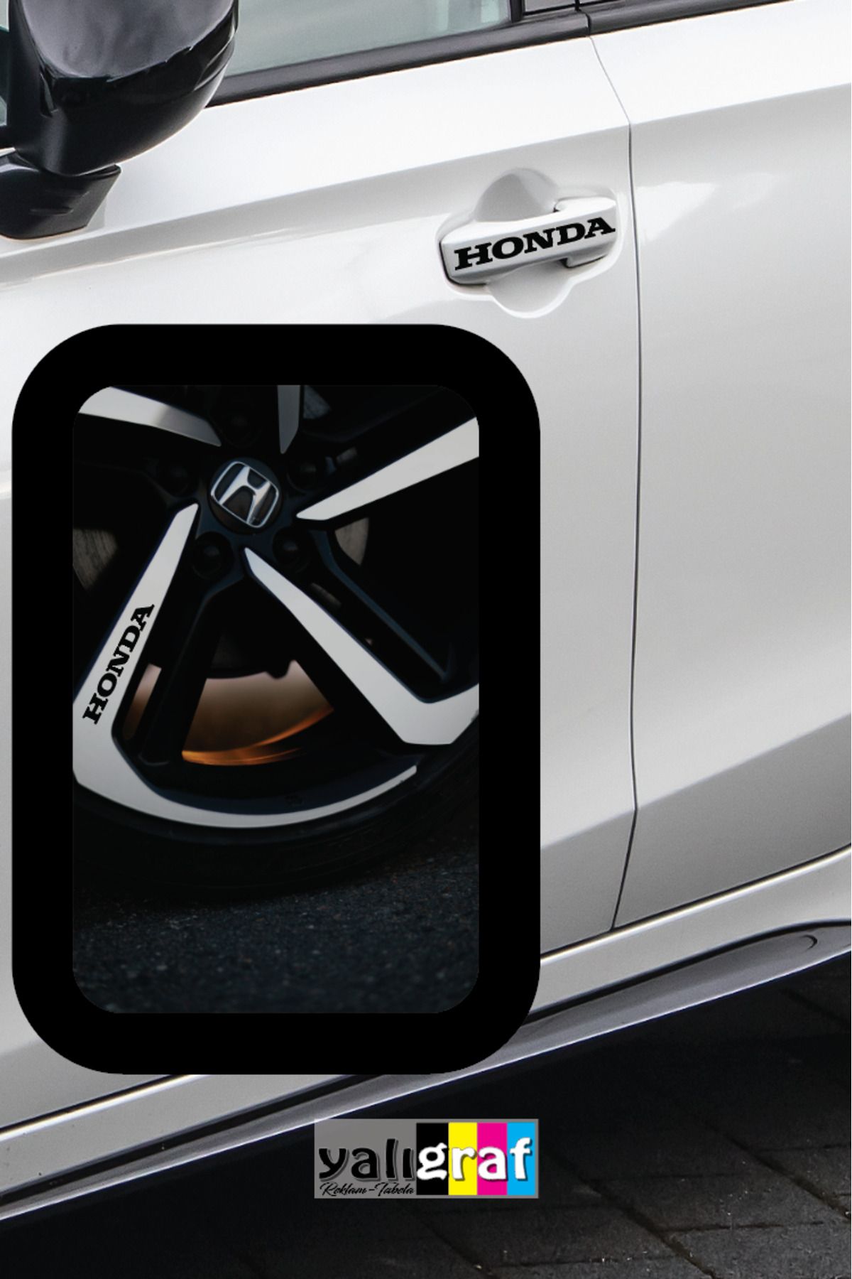 yalıgraf Honda Kapı Kolu & Jant 10'lu Set Oto Sticker 10x1,3 cm