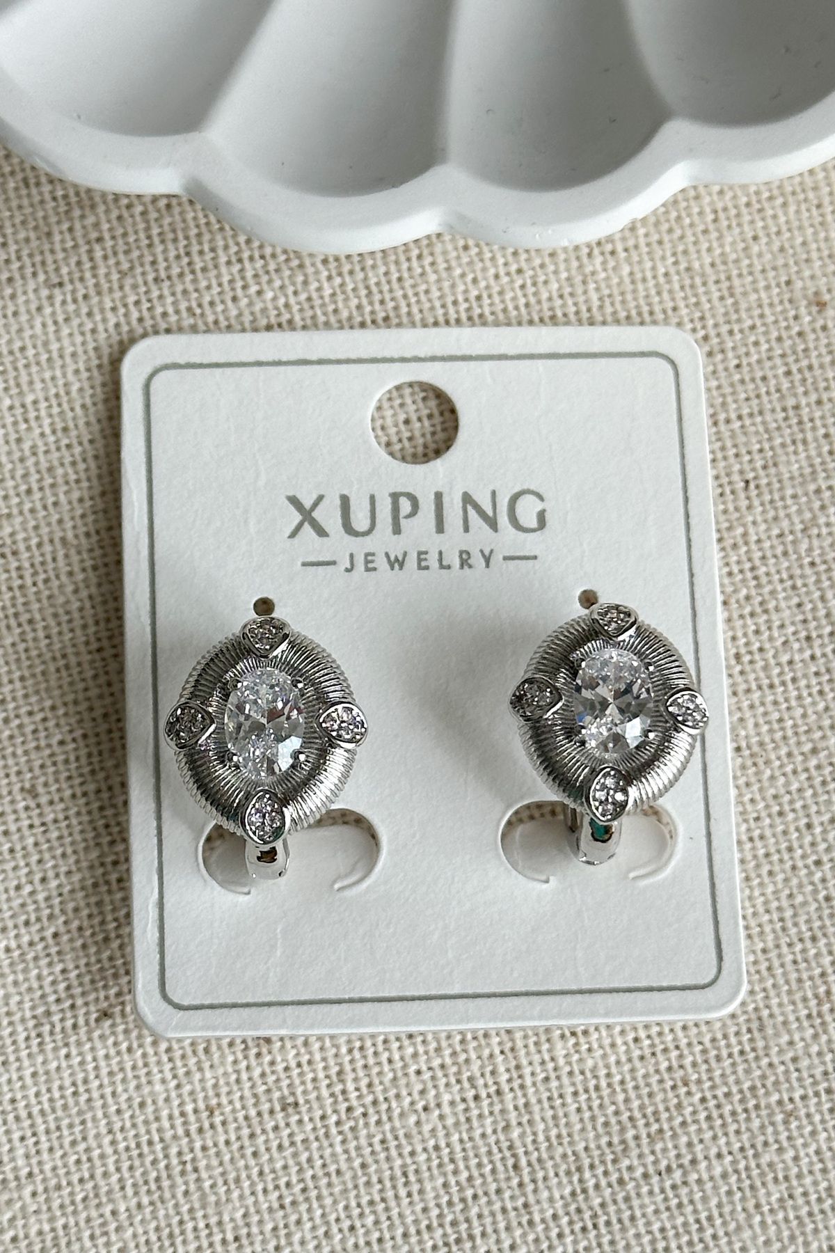 Modacaprea Xuping 14K Taşlı Oval Taşlı Mat Kadın Küpe – Kararmaz | Kadın Takı Xuping Küpe