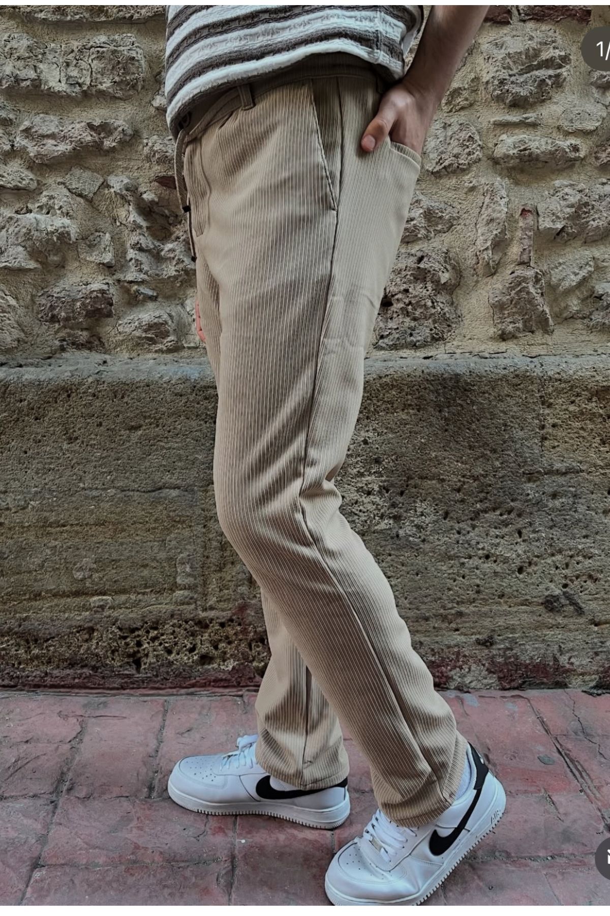Genie Regular Fit Krem Kumaş Pantolon Erkek
