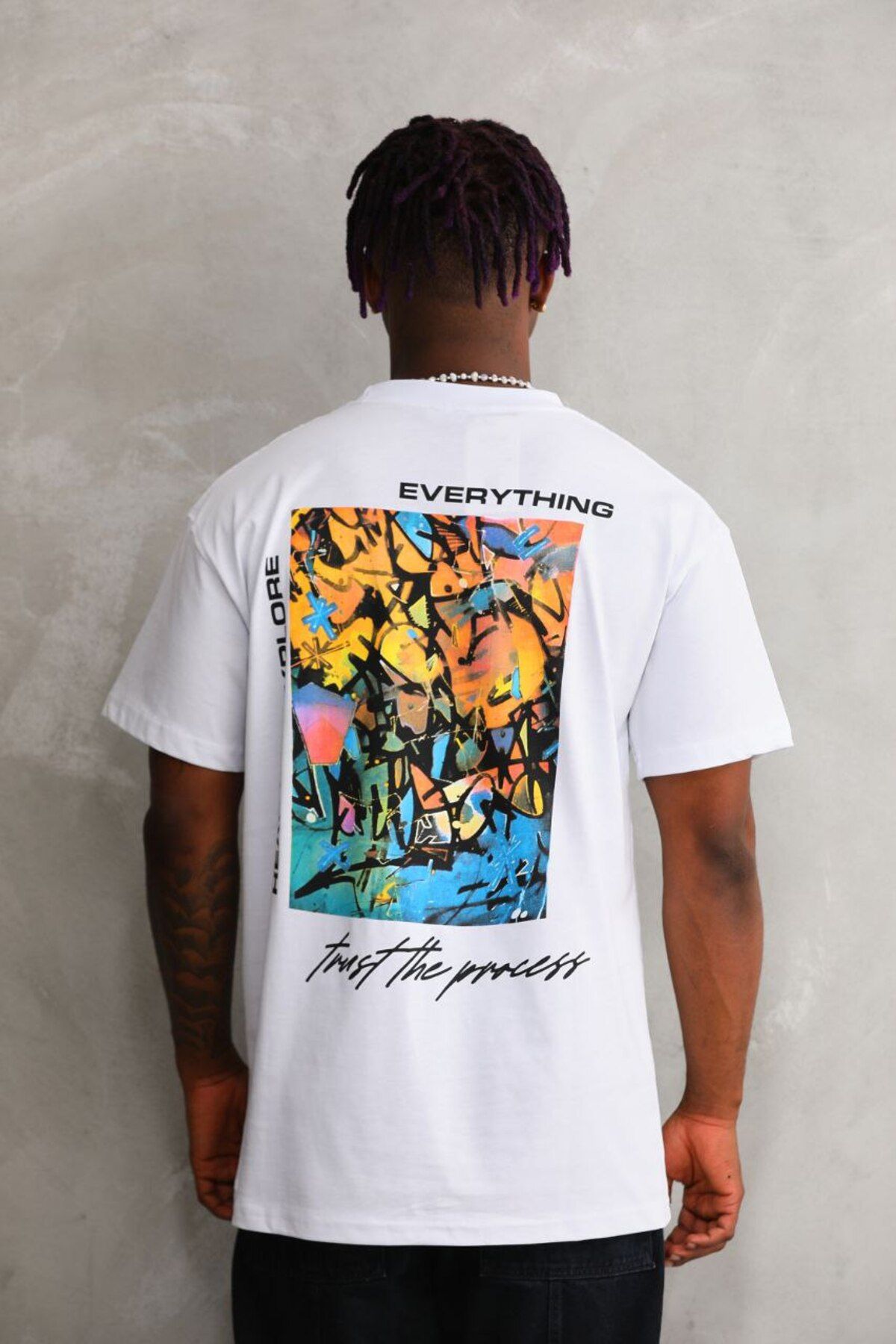 AURA Baskılı Oversize Bisiklet Yaka Unisex T-Shirt