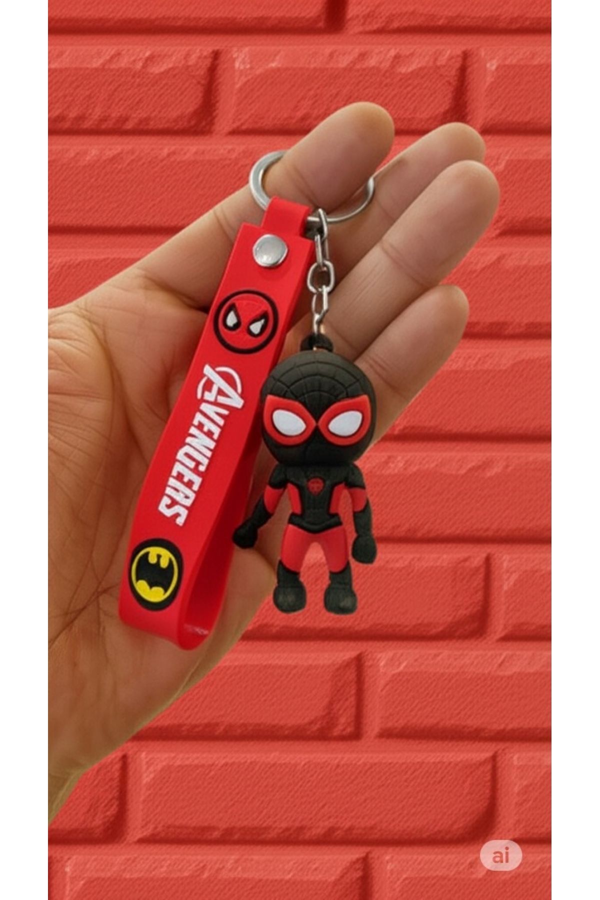 Mimi Aksesuar 3D Avengers Süper Kahraman (Örümcek Adam) Silikon Anahtarlık & Çanta Aksesuarı