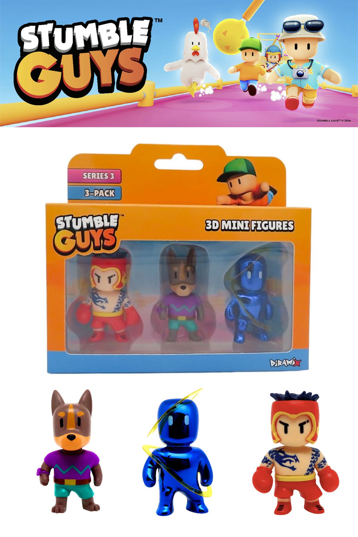 TOYFEST Stumble Guys 3 lü Mini Figür Seti Seri 3 - 5 CM - Model 8