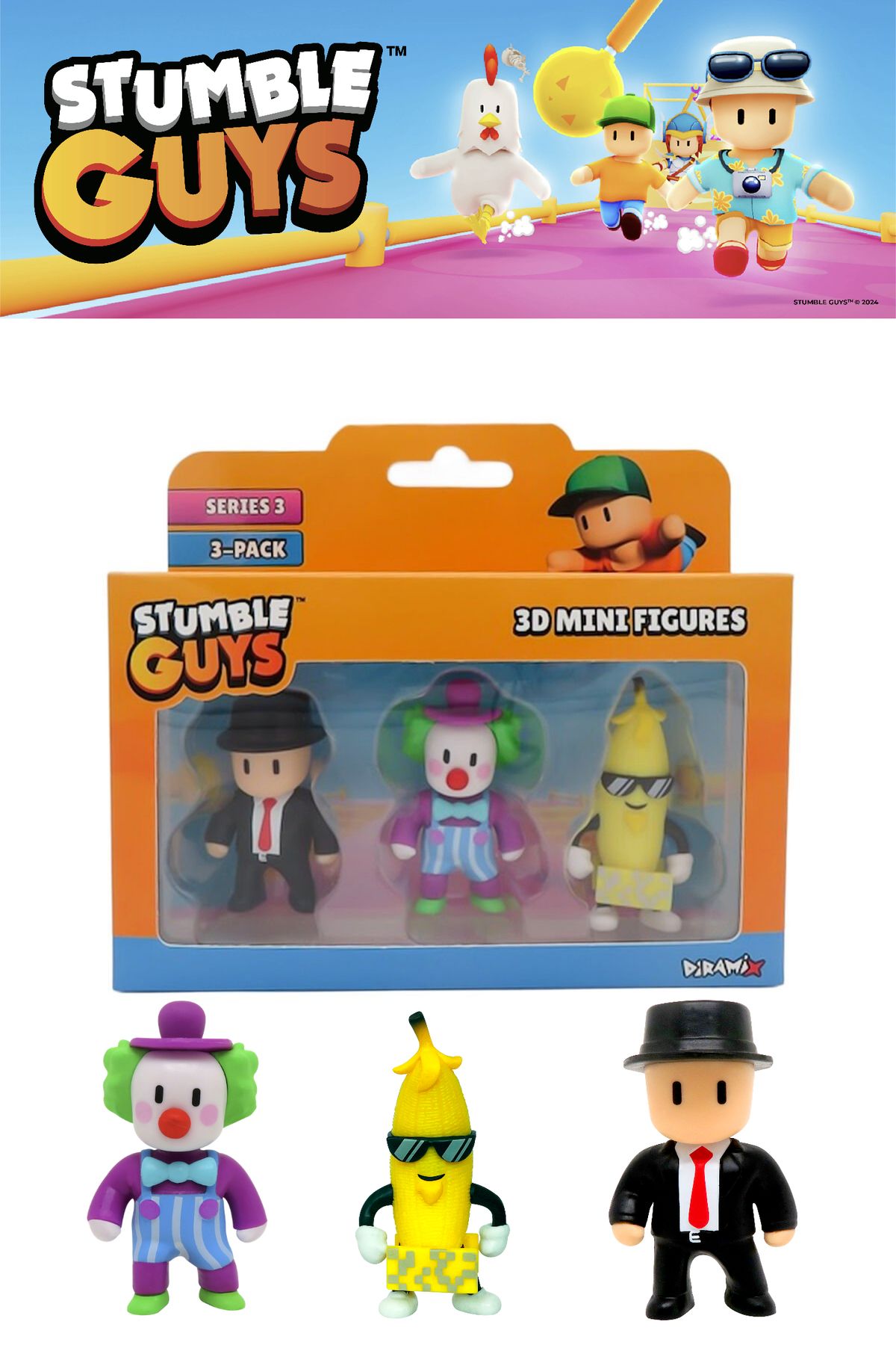 TOYFEST Stumble Guys 3 lü Mini Figür Seti Seri 3 - 5 CM - Model 5