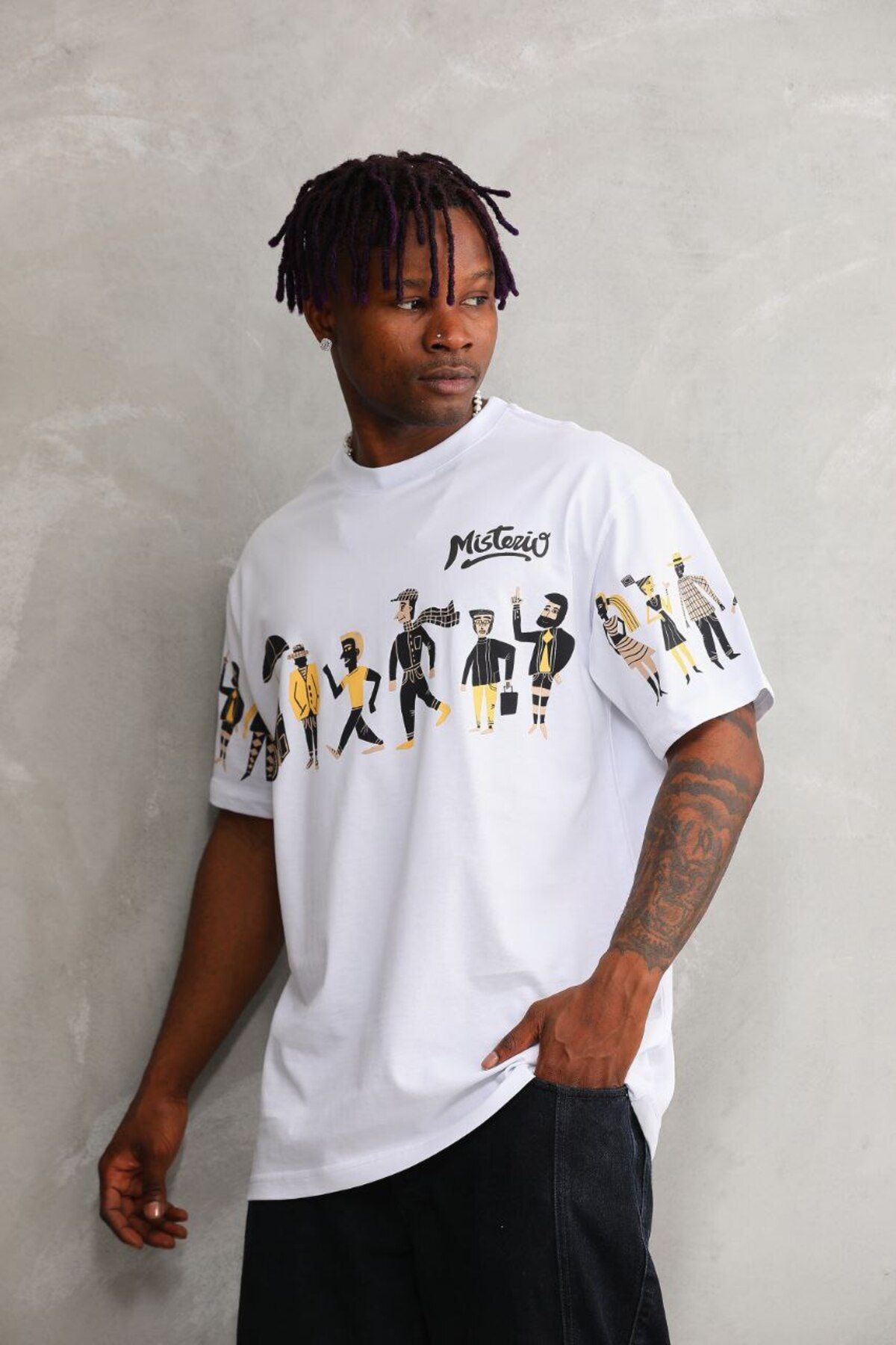 AURA Baskılı Oversize Bisiklet Yaka Unisex T-Shirt