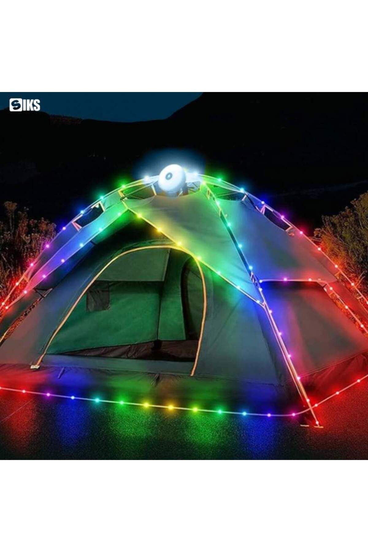 SIKS-Camping Light String, With Flashlight and External Battery Function, 20 m, 5 Lighting Modes 2