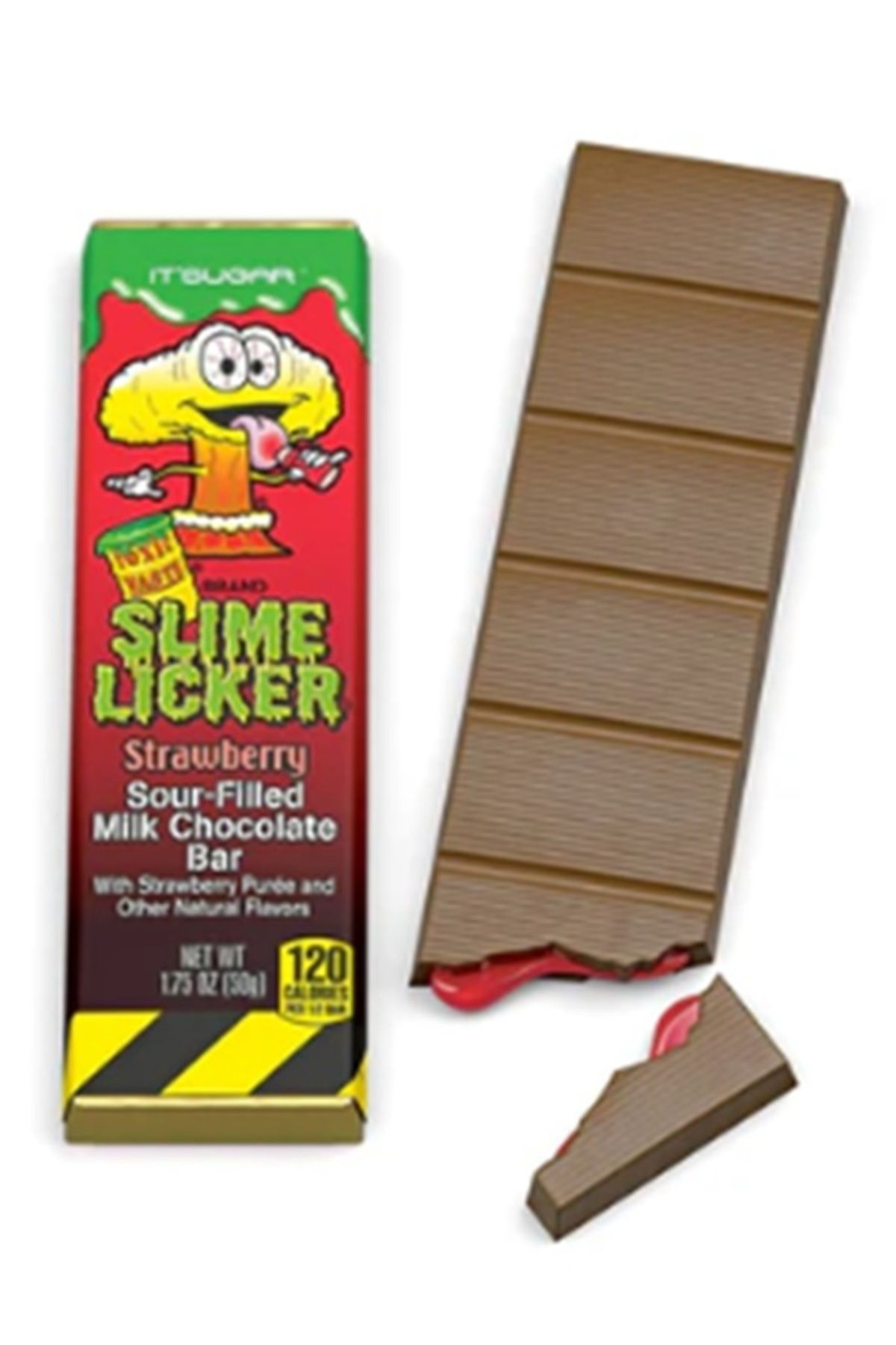 Toxic Waste SLIME LICKER STRAWBERRY SOUR FILLED MILK CHOCOLATE BAR
