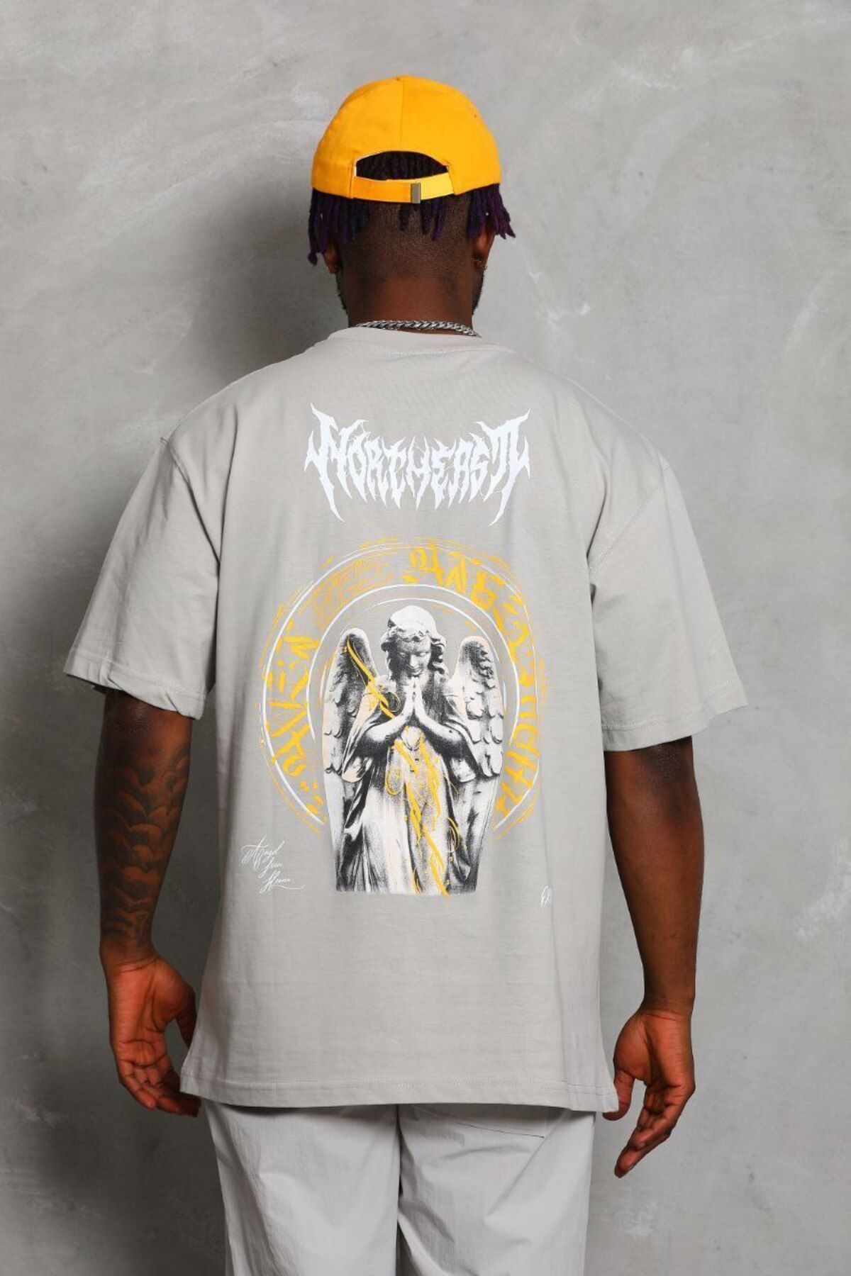 AURA Baskılı Oversize Bisiklet Yaka Unisex T-Shirt