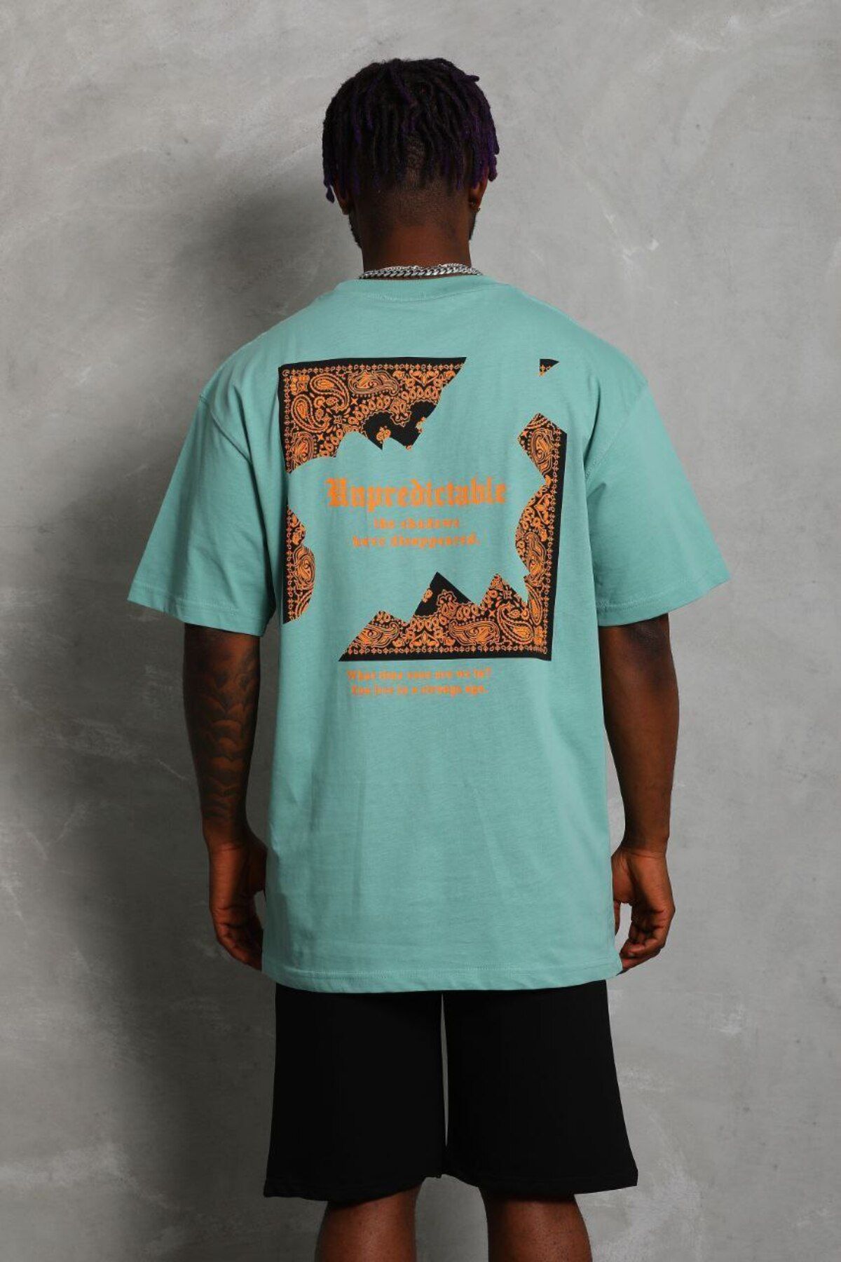 AURA Baskılı Oversize Bisiklet Yaka Unisex T-Shirt