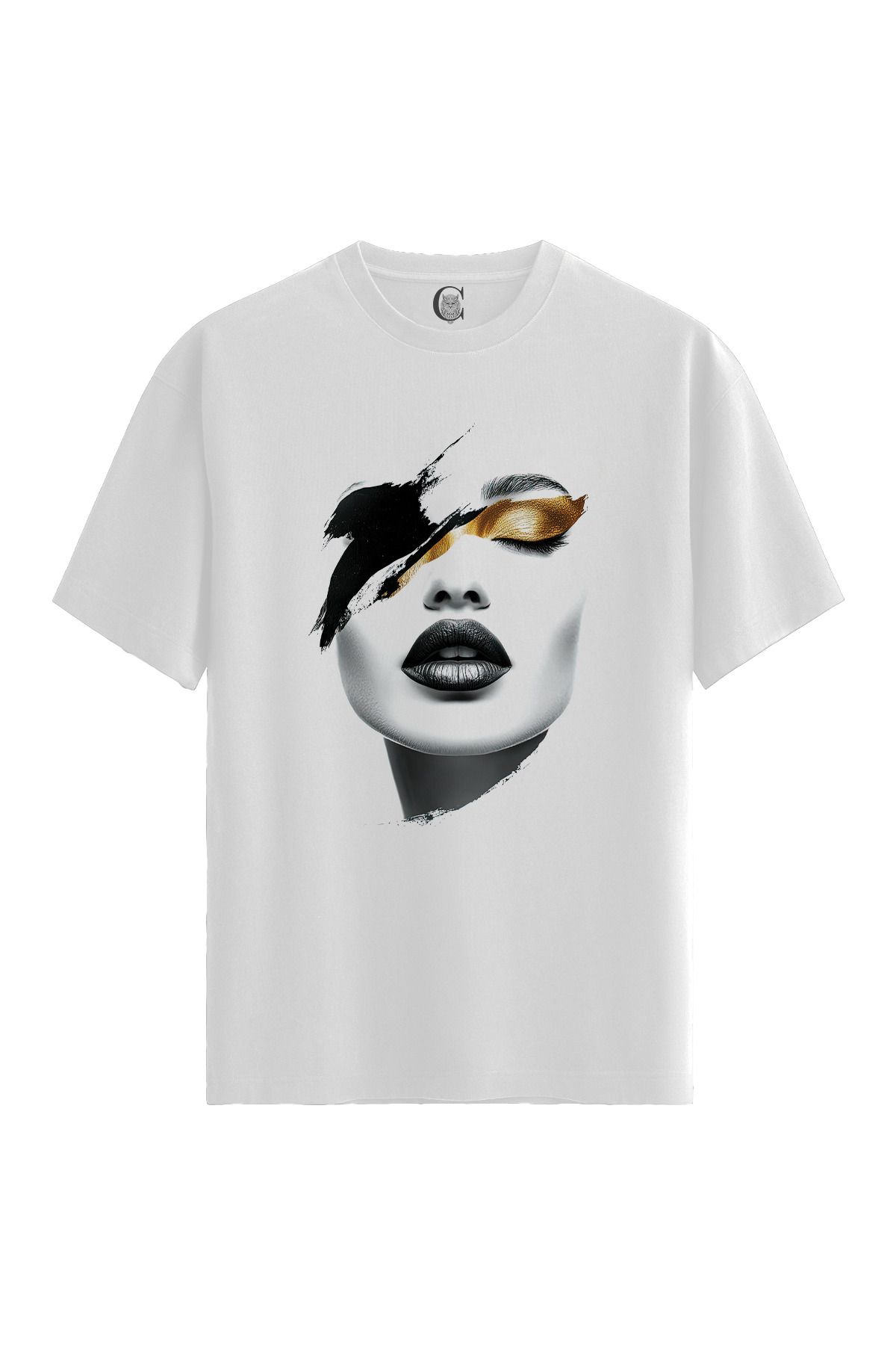 Color Luxe Velvet Noise - %100 Pamuklu Kadın Beyaz Tişört - Premium Quality