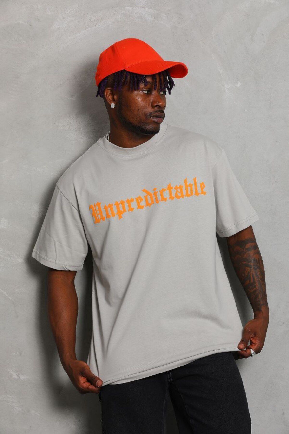 AURA Baskılı Oversize Bisiklet Yaka Unisex T-Shirt