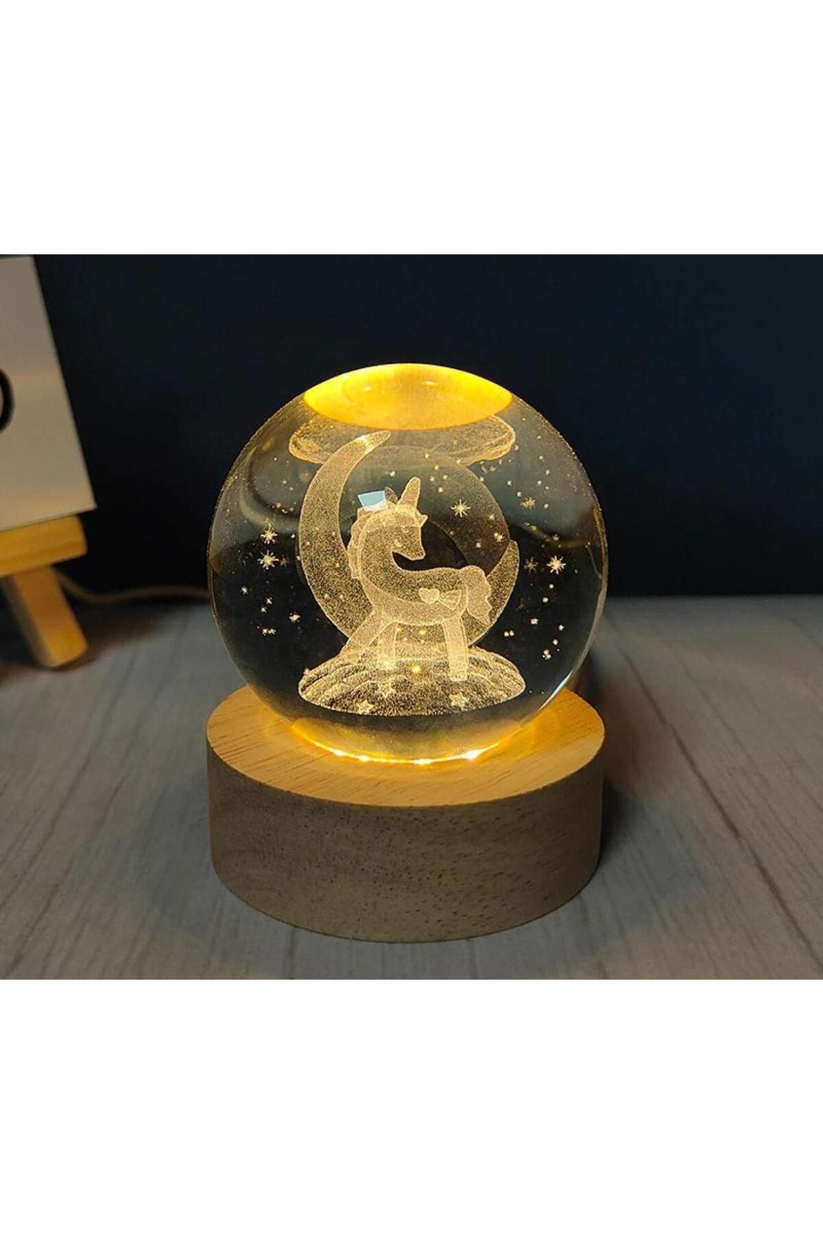 Kanonik Education Unicorn Tasarımlı Işıklı Cam Küre Cap 6 Cm Kod 54