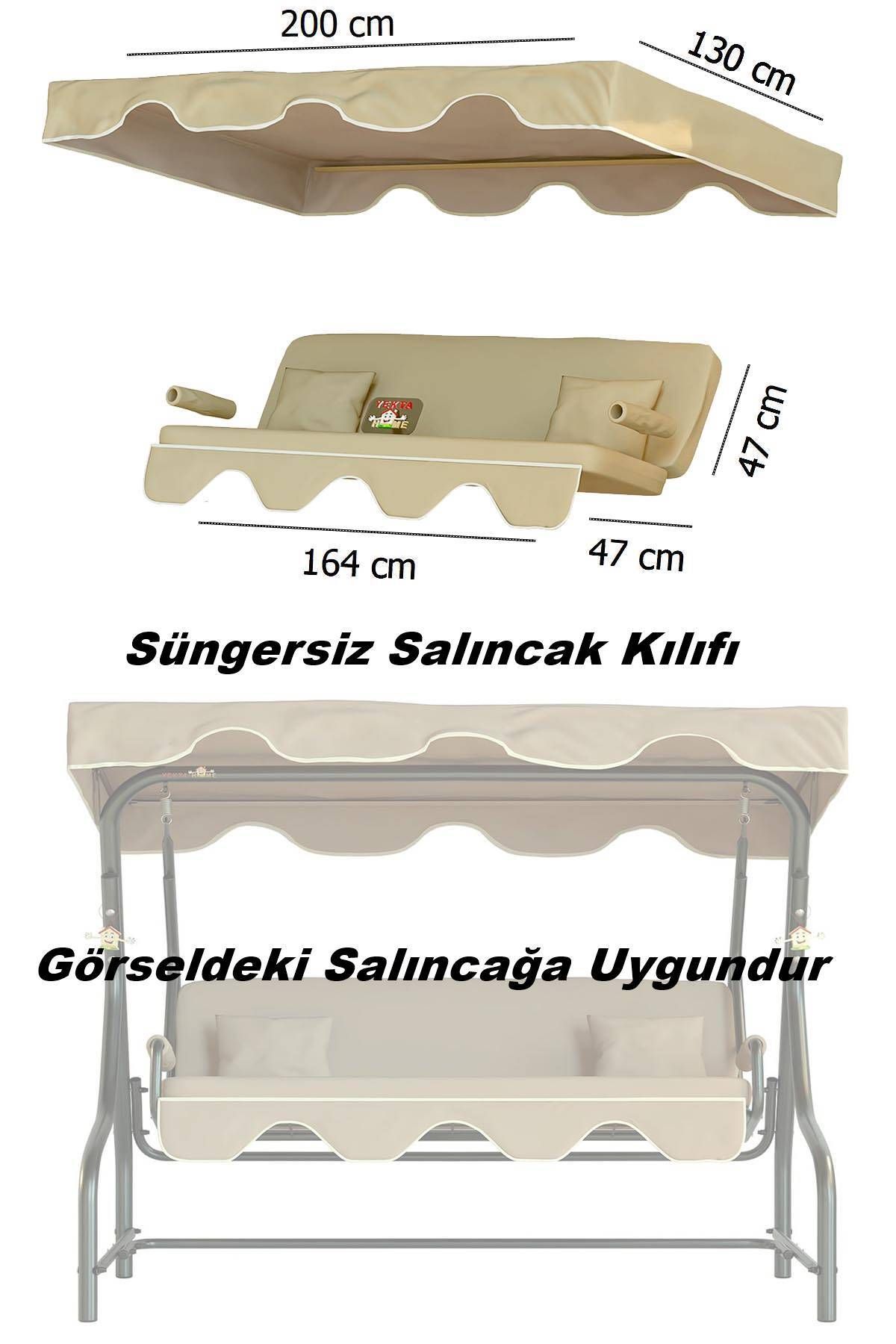 Yekta Home Urla 3 kişilik Salıncak Minder Takımı . Yastık Tente Kolluk Minder Süngersiz Set