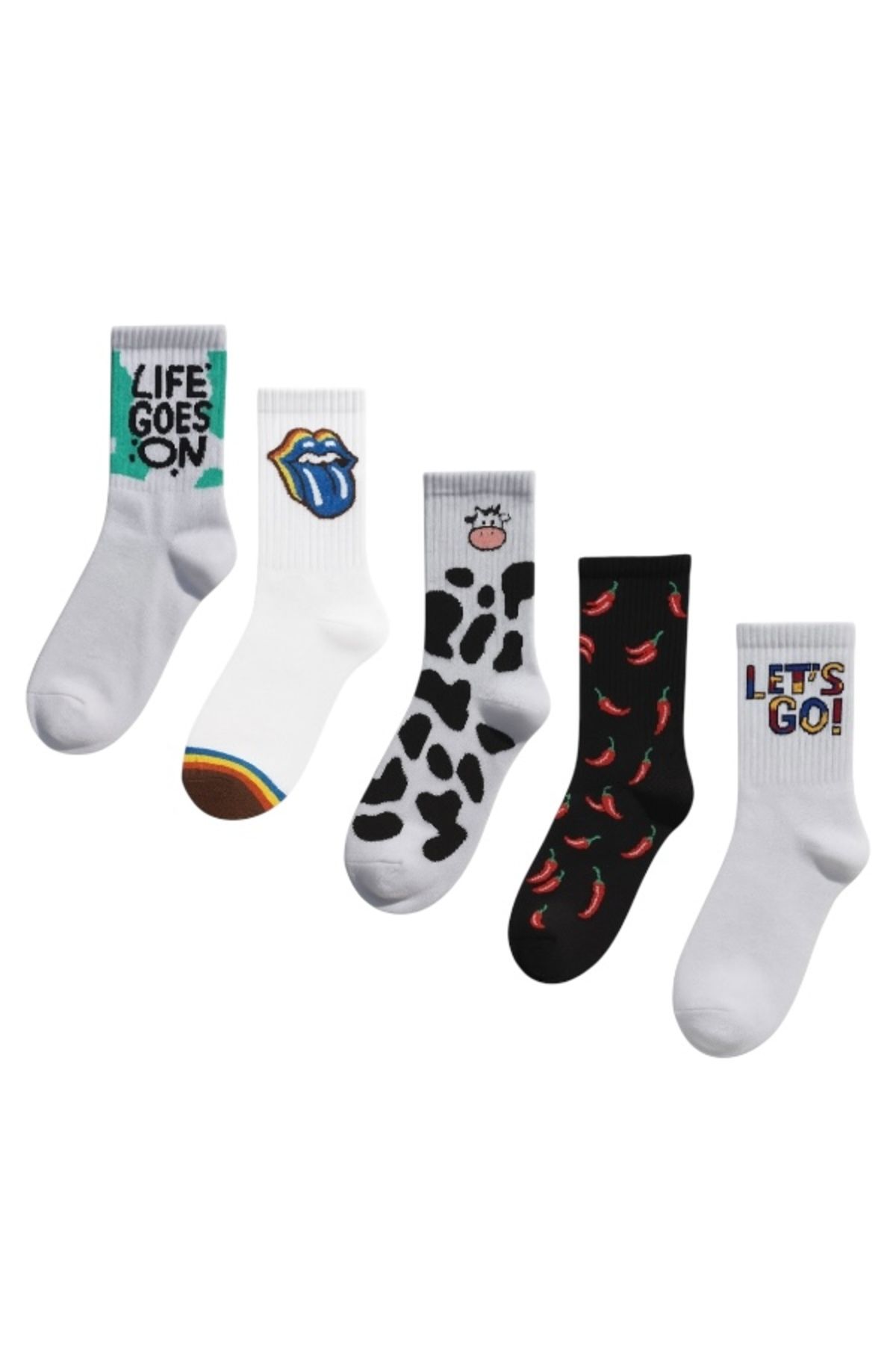 Goma Goma Socks 5li Renkli Desenli Kadın Çorap Seti Farklı Stil ve Renk Seçenekleri