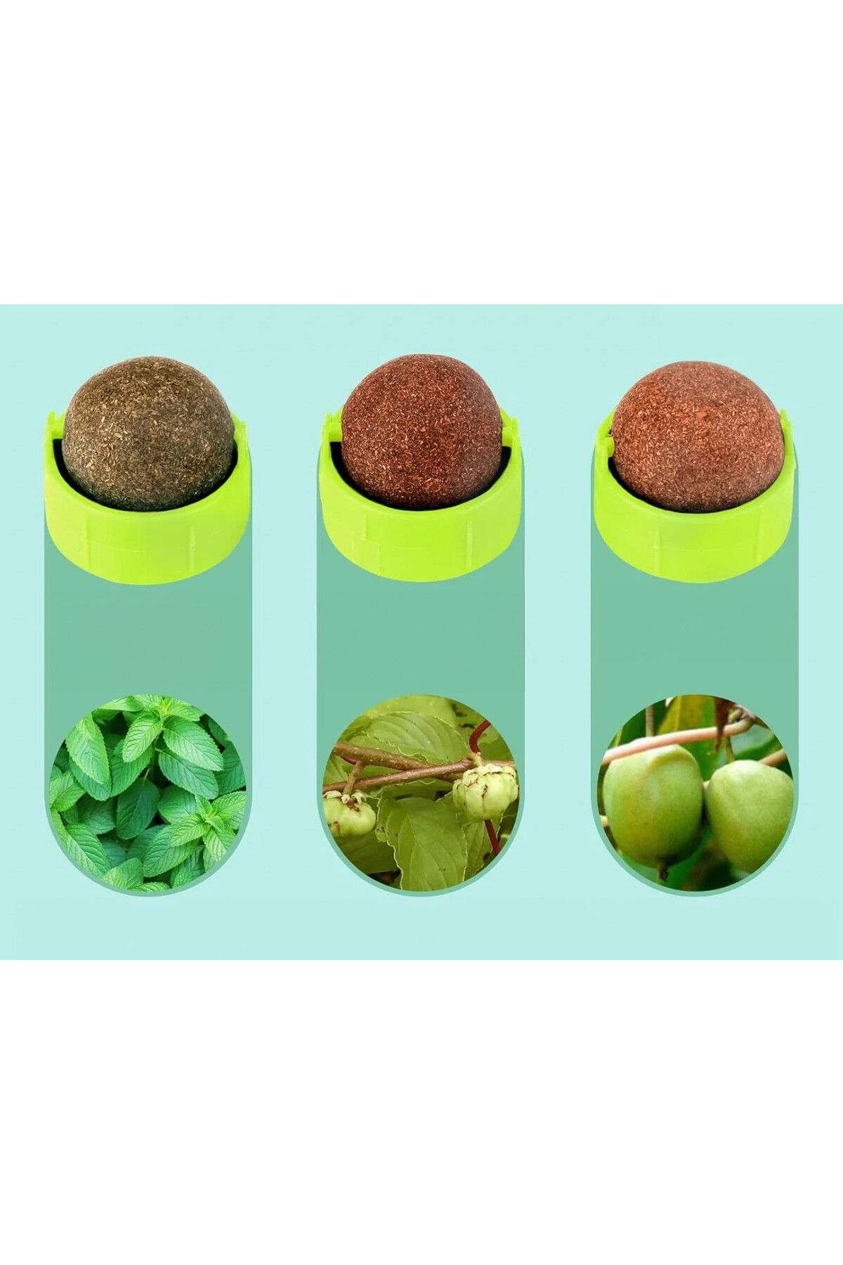 Keriee-Set de jucării cu 3 bile catnip și 2 periuțe de dinți Keriee, multicolor, plastic/textil 3