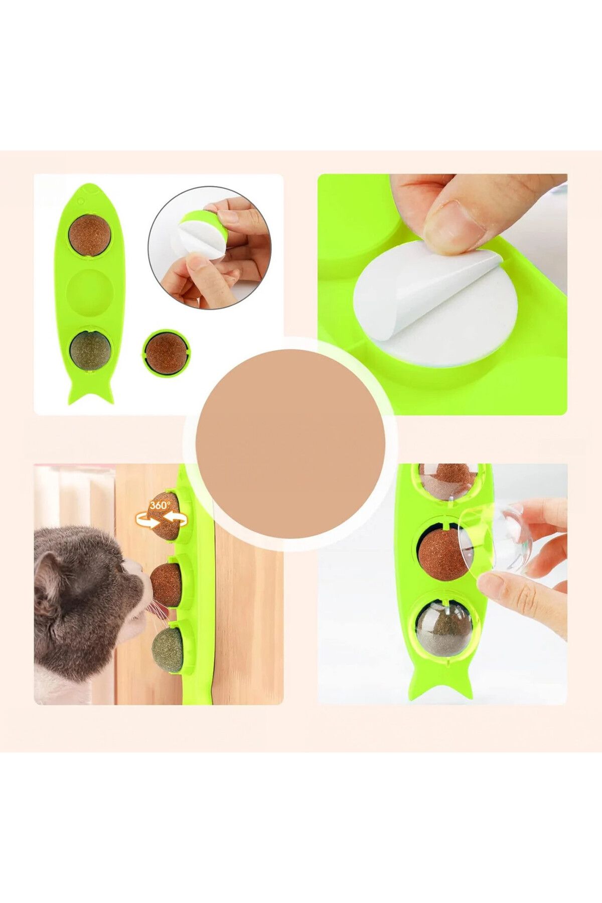 Keriee-Set de jucării cu 3 bile catnip și 2 periuțe de dinți Keriee, multicolor, plastic/textil 5