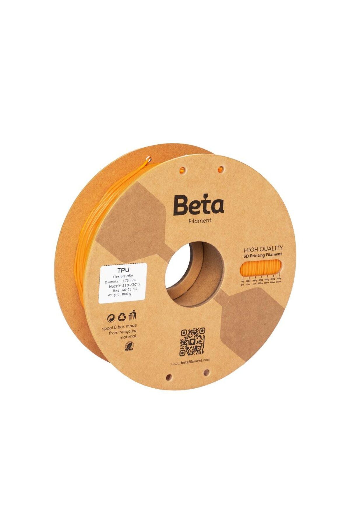 Beta Filament Beta TPU 95A Filament Transparent Tangerine Orange
