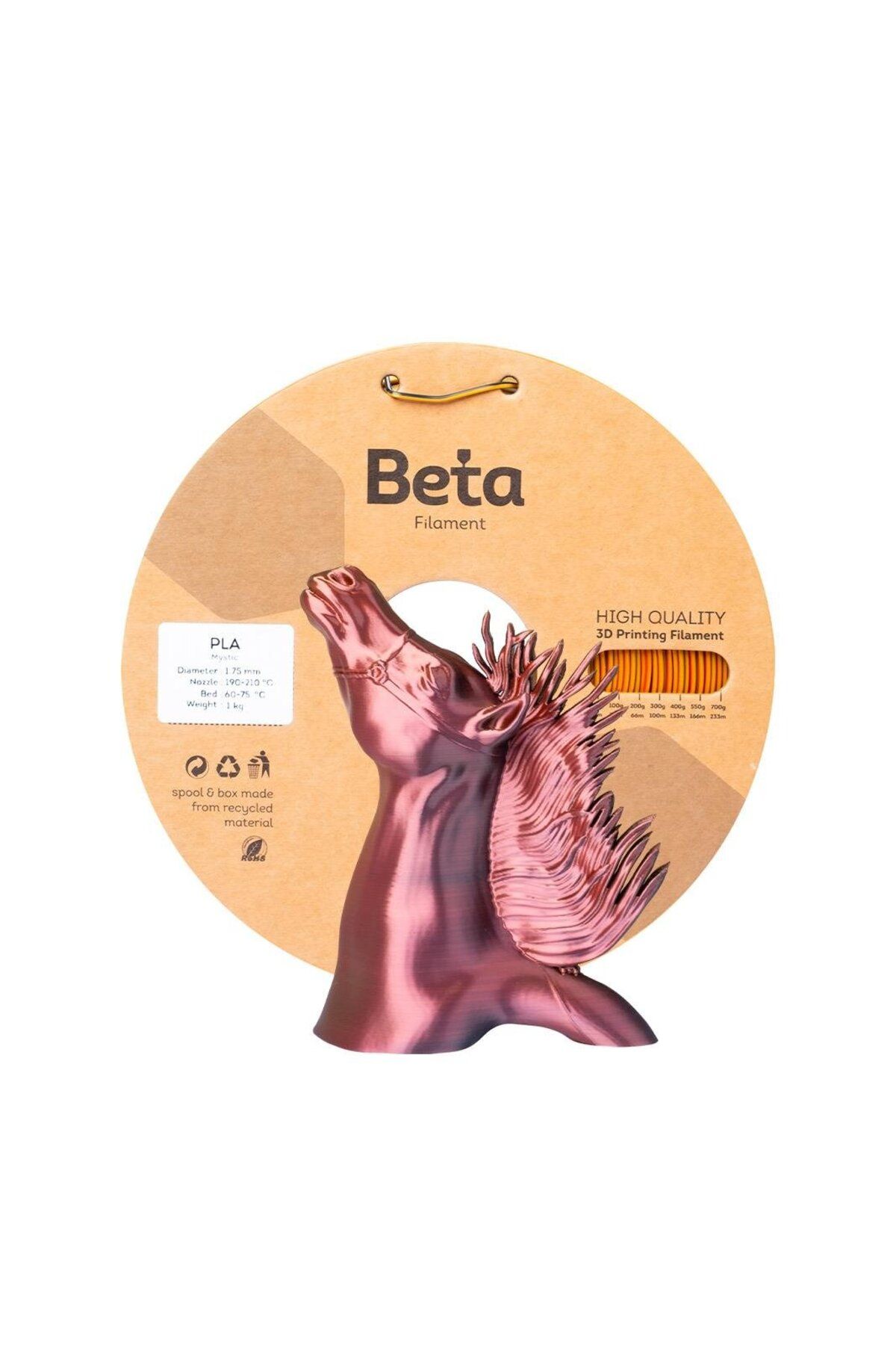 Beta Filament Beta PLA-Mystic Silk Filament Red Gold Black