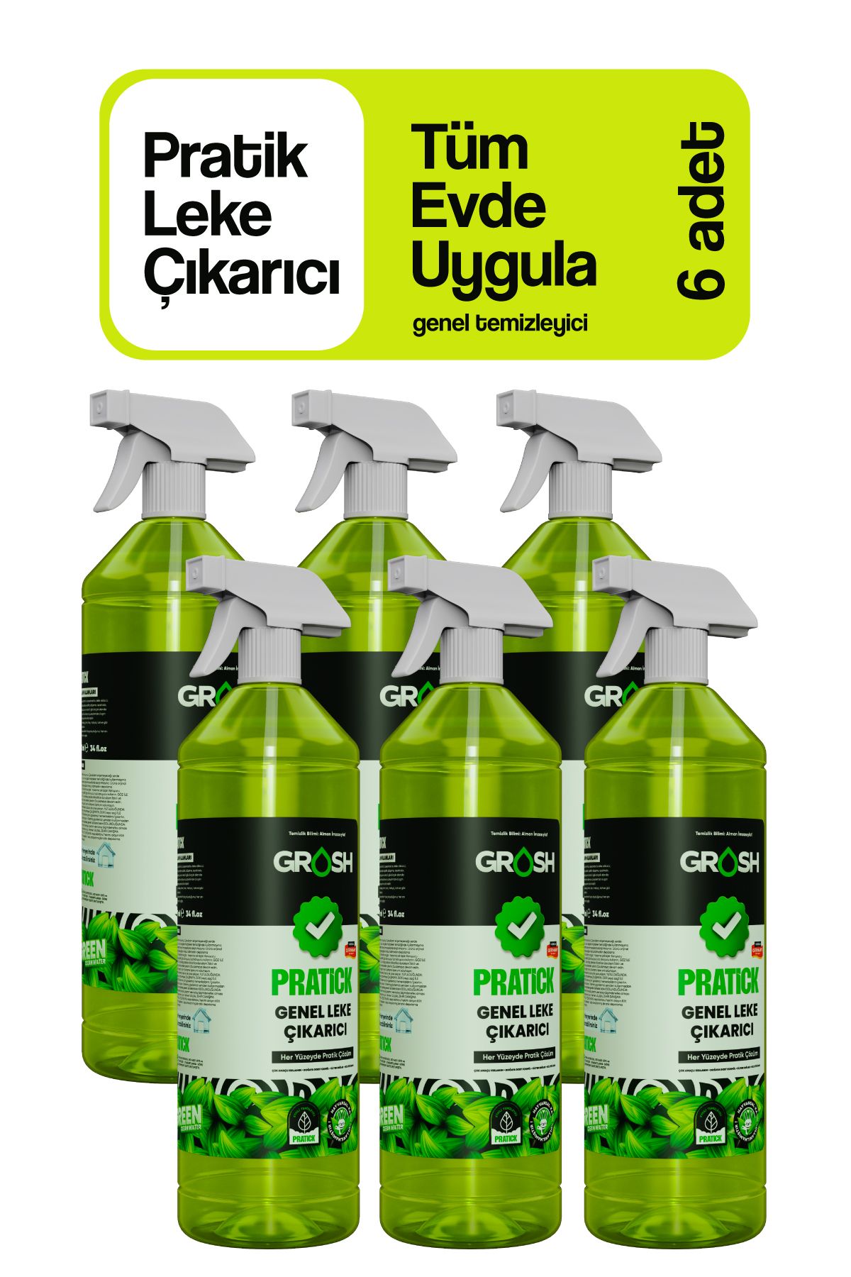 Grosh 6 Adet Çok Amaçlı Temizleyici Leke Çıkarıcı - Yağ Çözücü 1 Litre