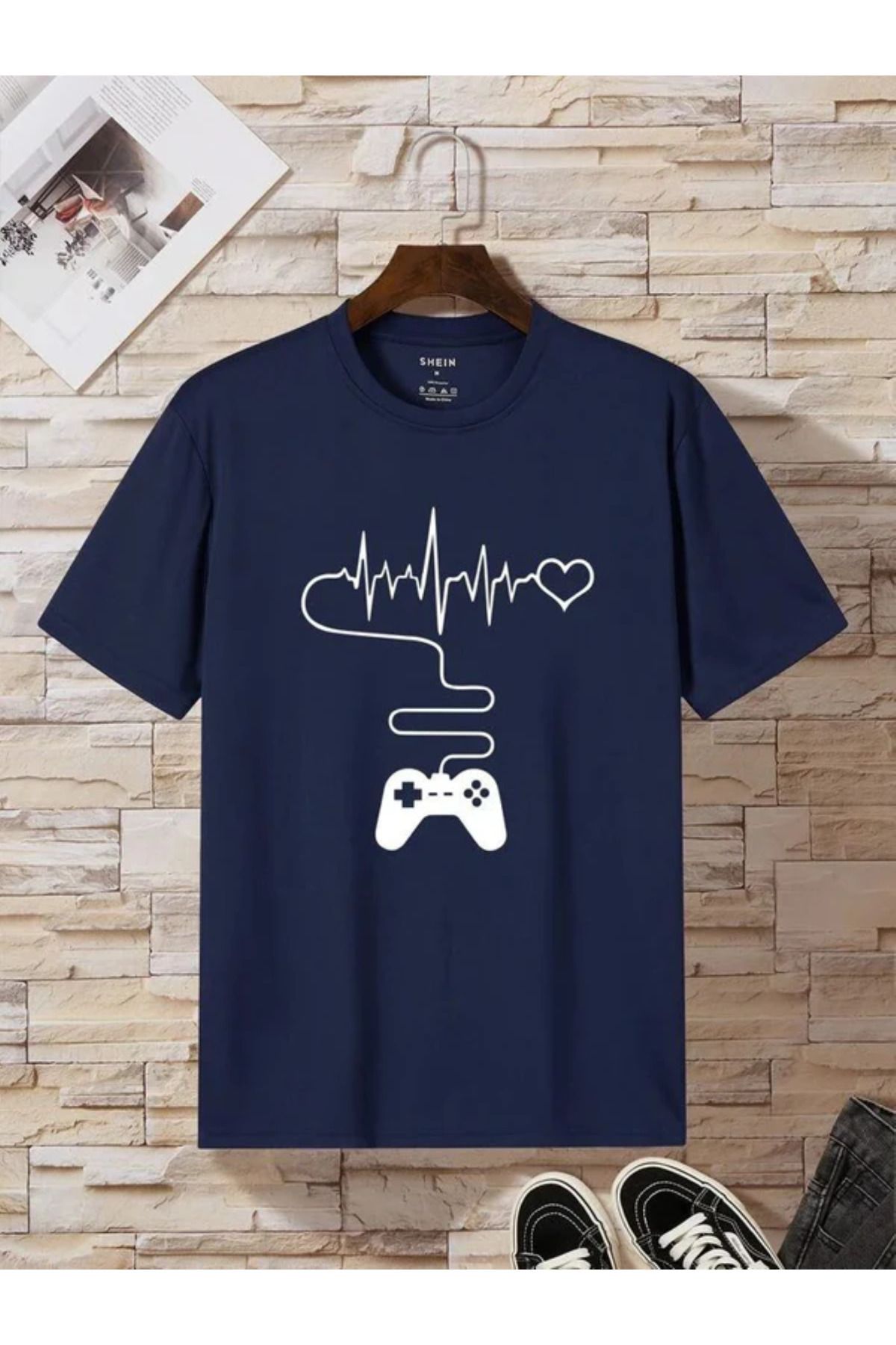 LUNAVISTA Yeni Varış Unisex Temel Kontrol Logo Baskılı Tişört Büyük Beden Giyim