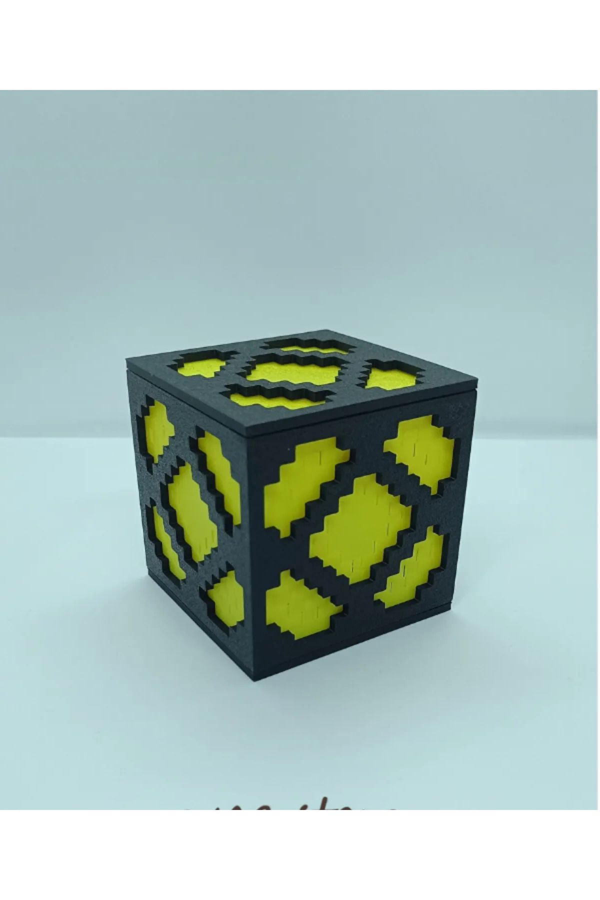 3dprint.market inecraft Temalı Redstone Lambası - Led mum hediyeli masa ve gece lambası 8x8x8 cm