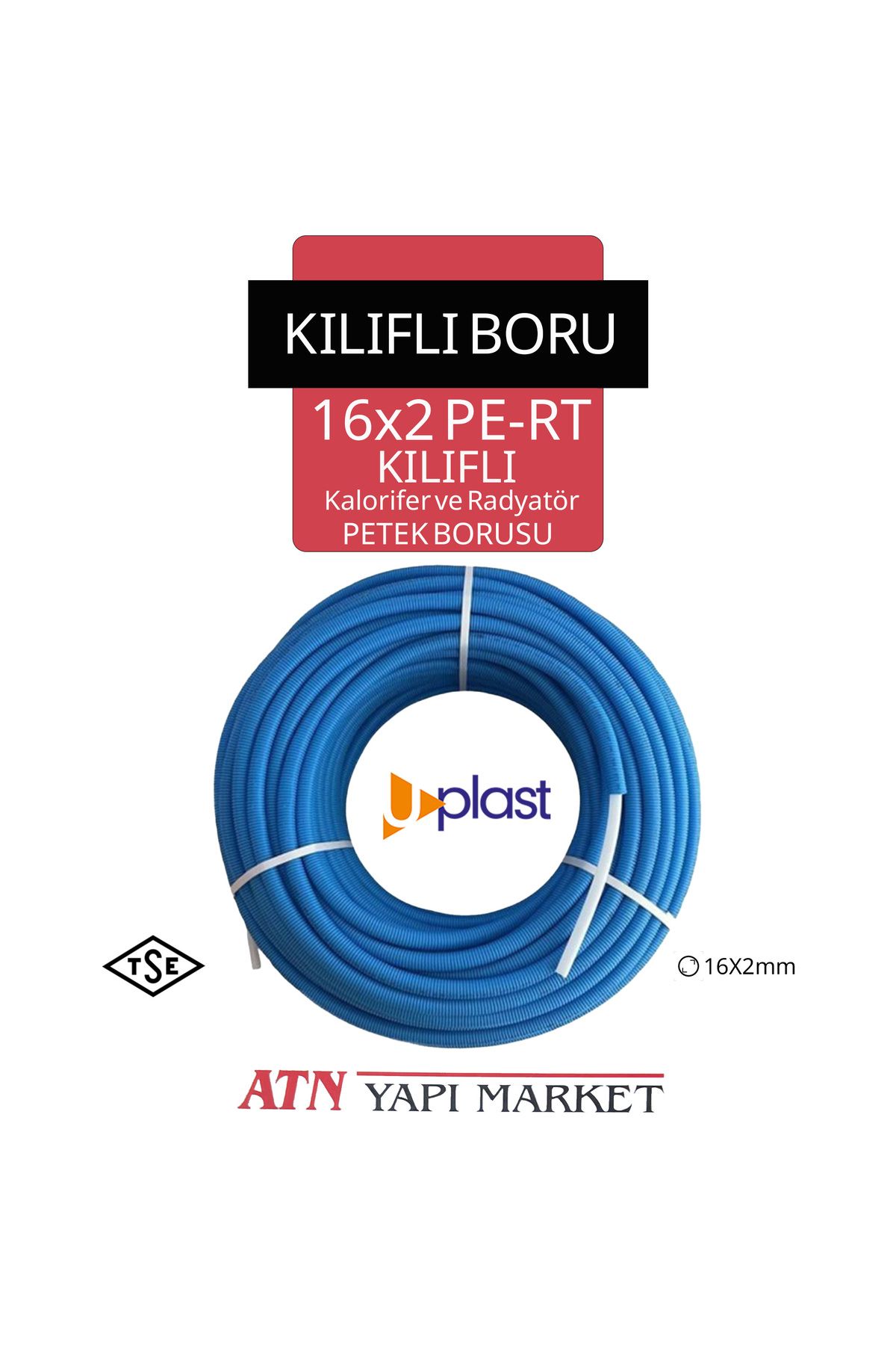 UPLAST 16x2 PE-RT Oksijen Bariyerli Kılıflı Kalorifer ve Radyatör Petek Borusu 100 METRE - Mavi