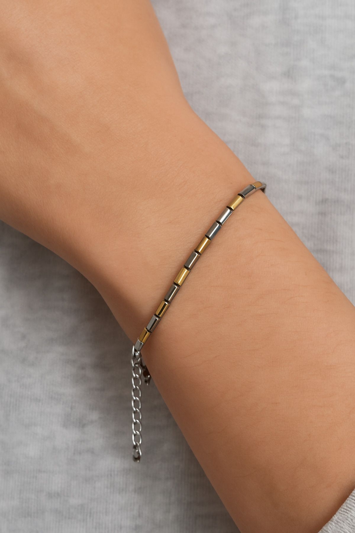 soleah hematit gold ve gümüş renkli unisex bileklik