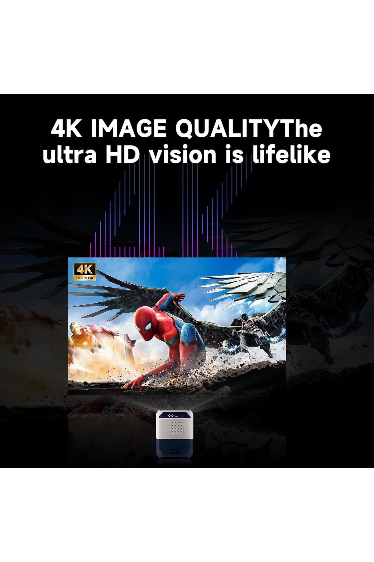 Generic-Q5 Portable Smart Home Theater 4K Projector, Wi-Fi 5G, Bluetooth, Android and iOS Screen Mirroring V 5