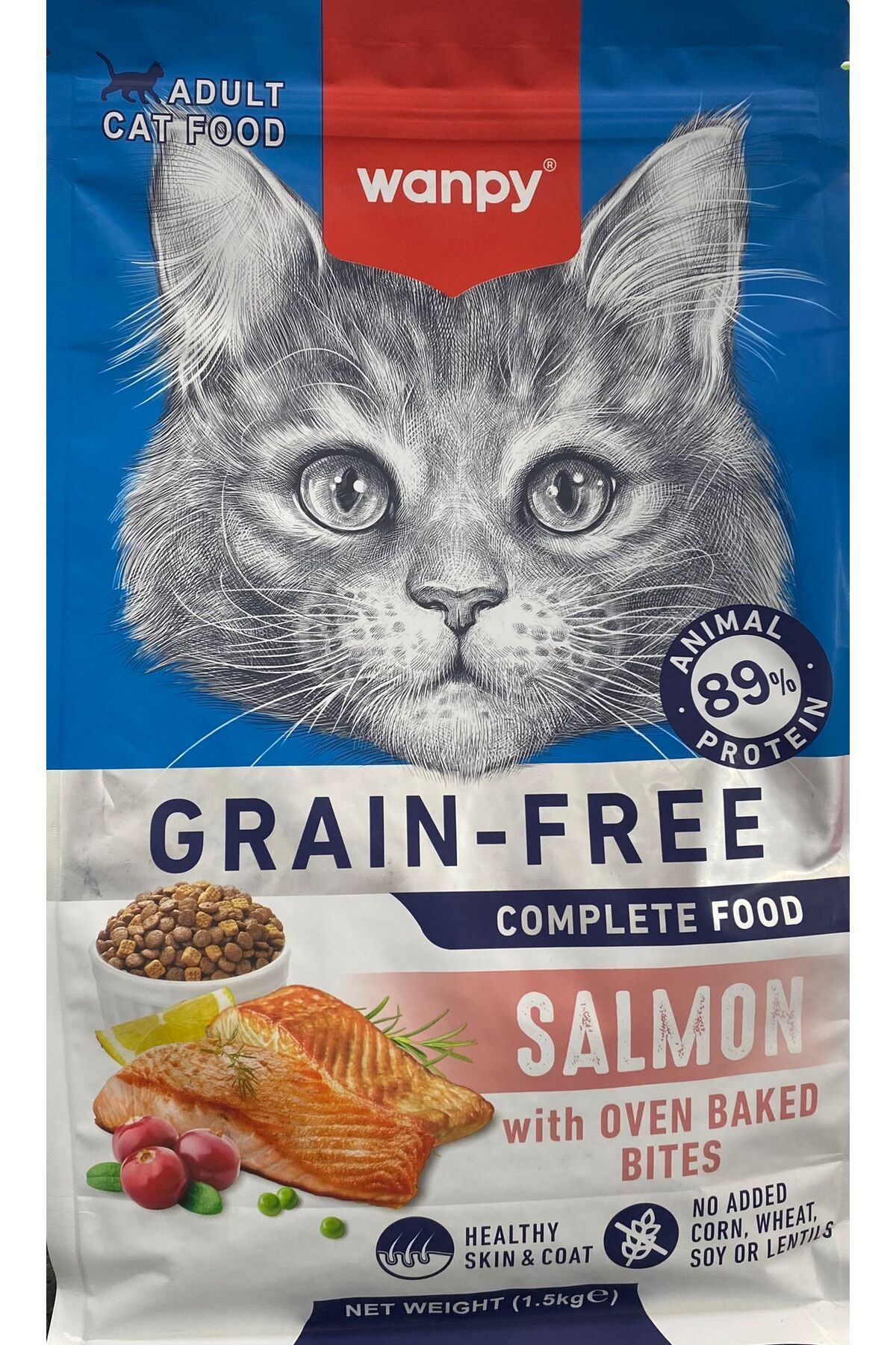 Wanpy Tahılsız Süper Premium %89 Hayvansal Protein İçerikli Somonlu 1.5 Kg Kedi Maması