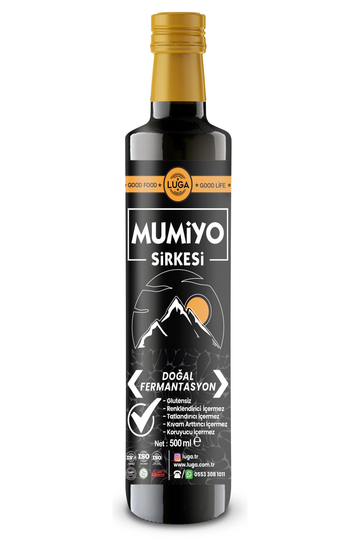 Luga Mumiyo Sirkesi 500 ml - Doğal Fermantasyon, Katkısız, Glutensiz, Koruyucu İçermez