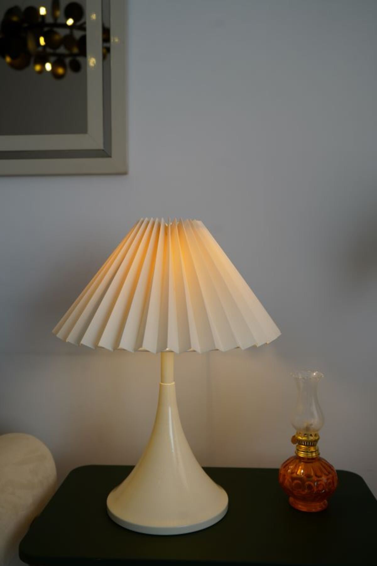 retro home design Krem Renkli Lüks Model Kumaş Umbrella Şapkalı Dekoratif Abajur Salon Yatak Odası