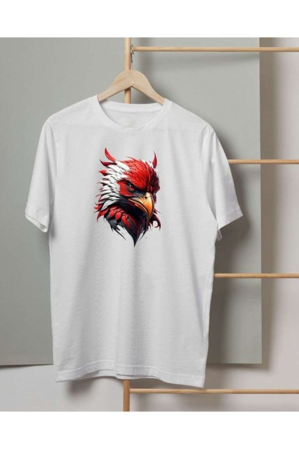 aynewmoda Erkek T-shirt, Kartal Baskılı T-shirt, Günlük Kısa Kollu T-shirt