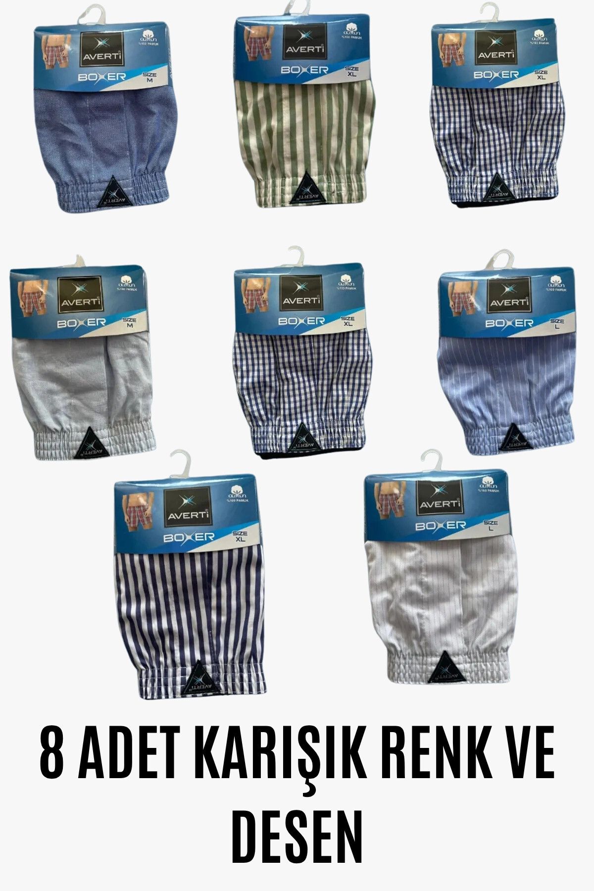 hazelin Erkek 8'Li Gömlek Desen %100 Pamuk Poplin Boxer HZL25S-AV01