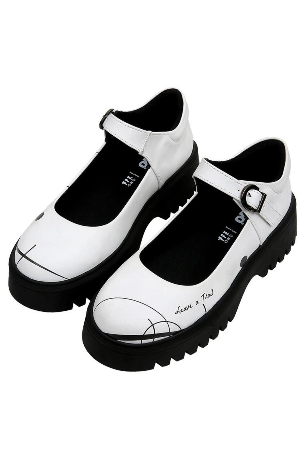 Dogo Kadın Vegan Deri Beyaz Mary Jane Loafer - Leave a Trail Tasarım