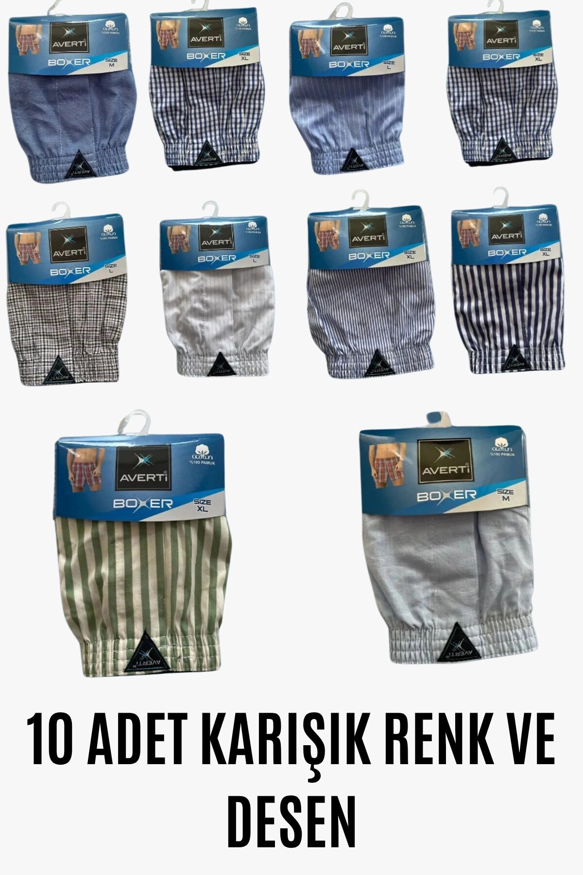 hazelin Erkek 10'Lu Gömlek Desen %100 Pamuk Poplin Boxer HZL25S-AV01