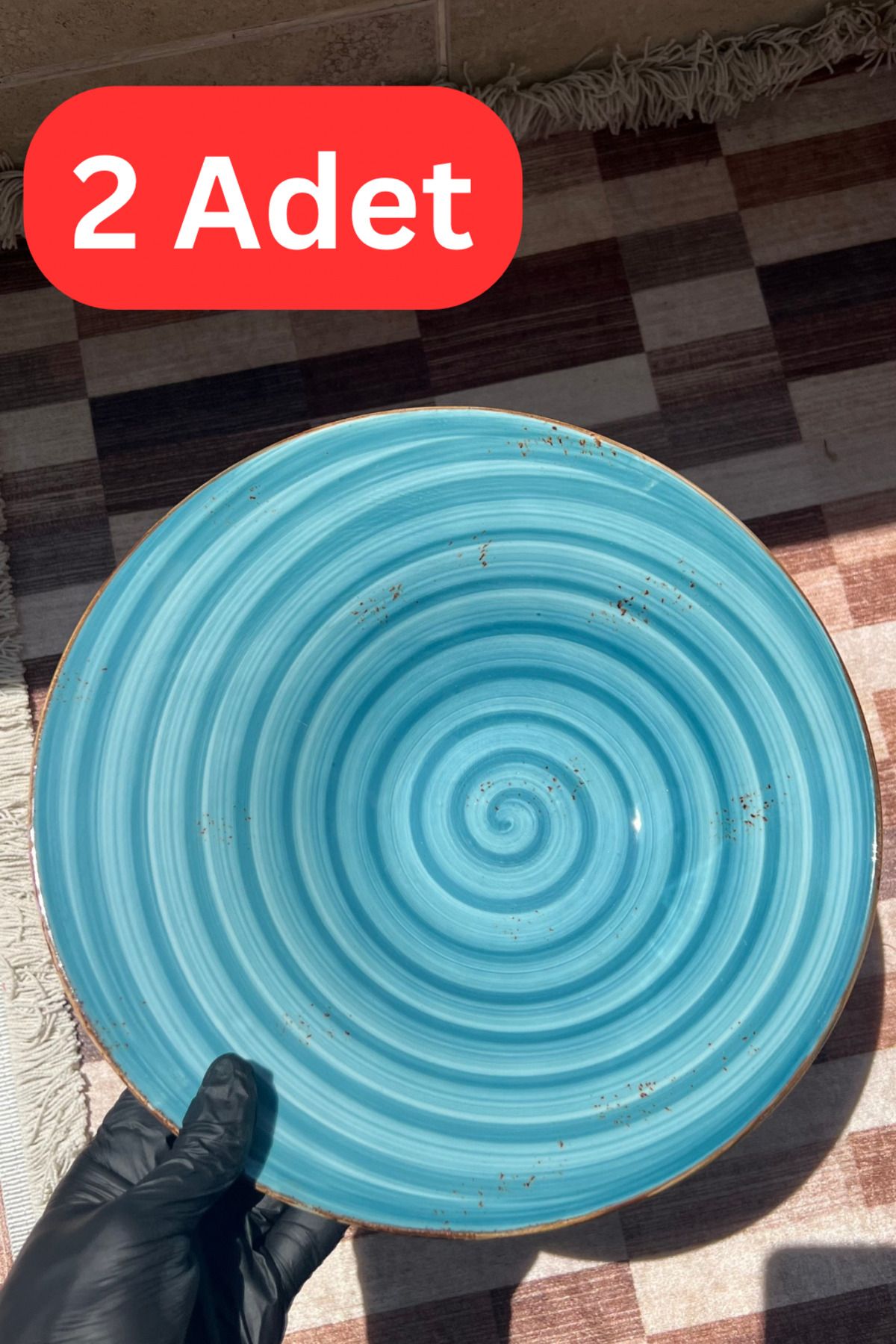 Percini 2'li Spiral Geniş Büyük Porselen Çukur Derin Makarna Salata Servis Sunum 30 cm Tabak