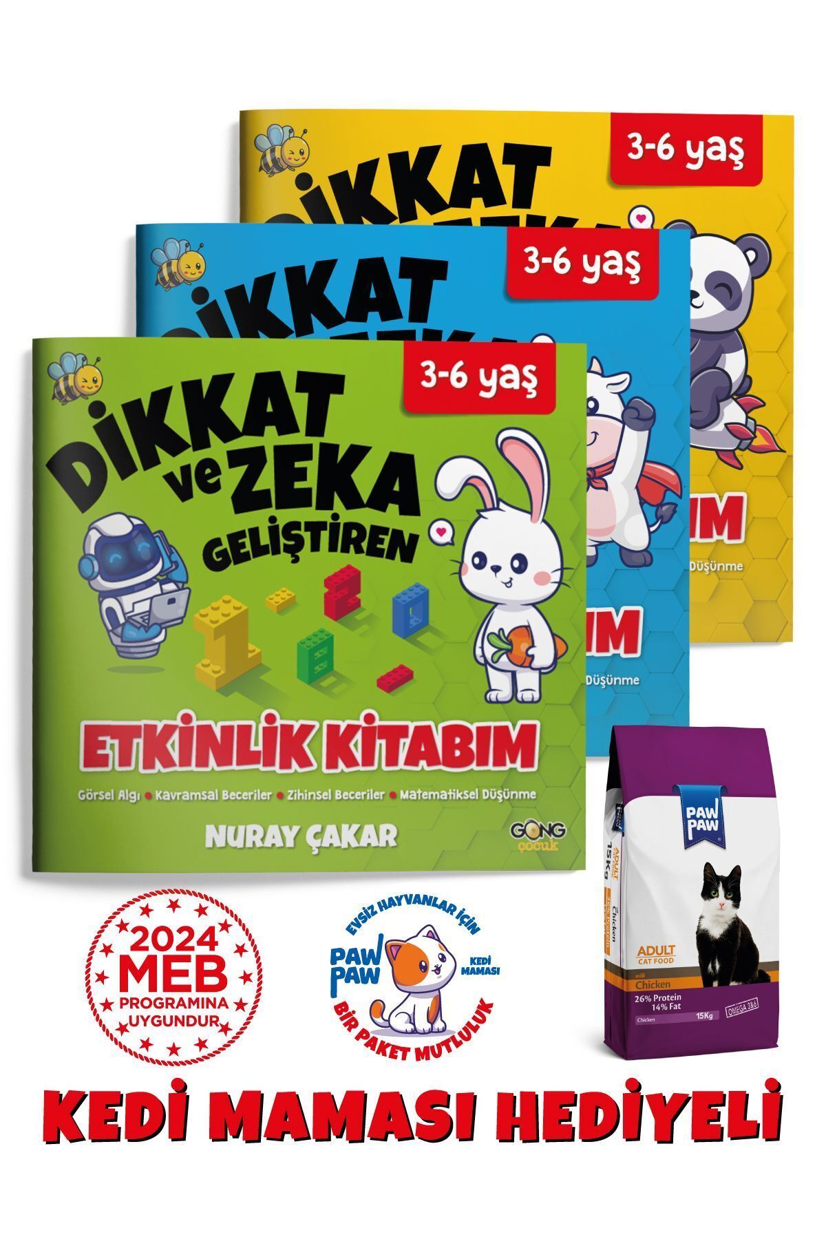 Gong Yayınları 3-6 Yaş Dikkat Ve Zeka Geliştiren Etkinlik Kitabım Seti - 3 Kitap