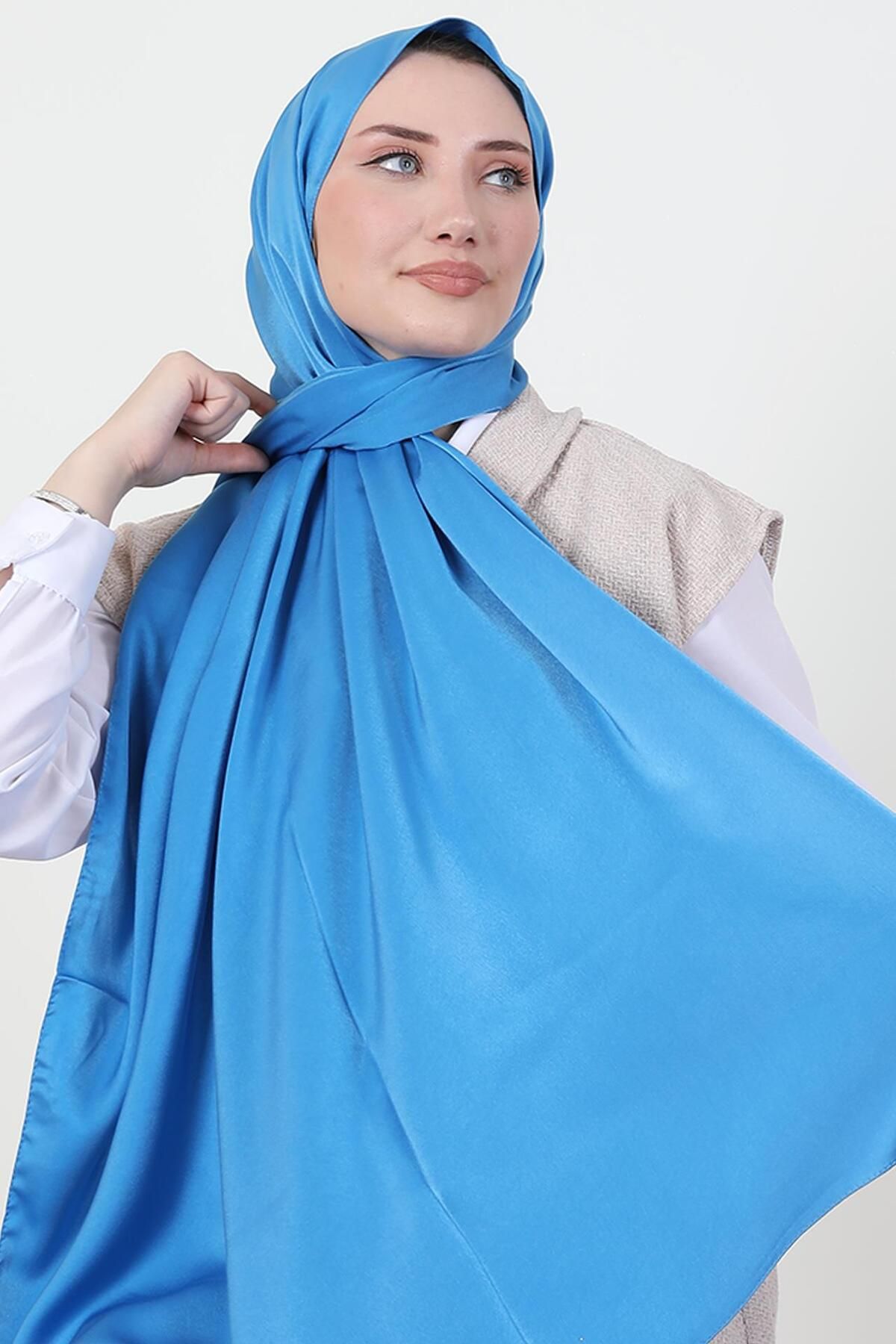 giz astore Model Saten Şal Mavi
