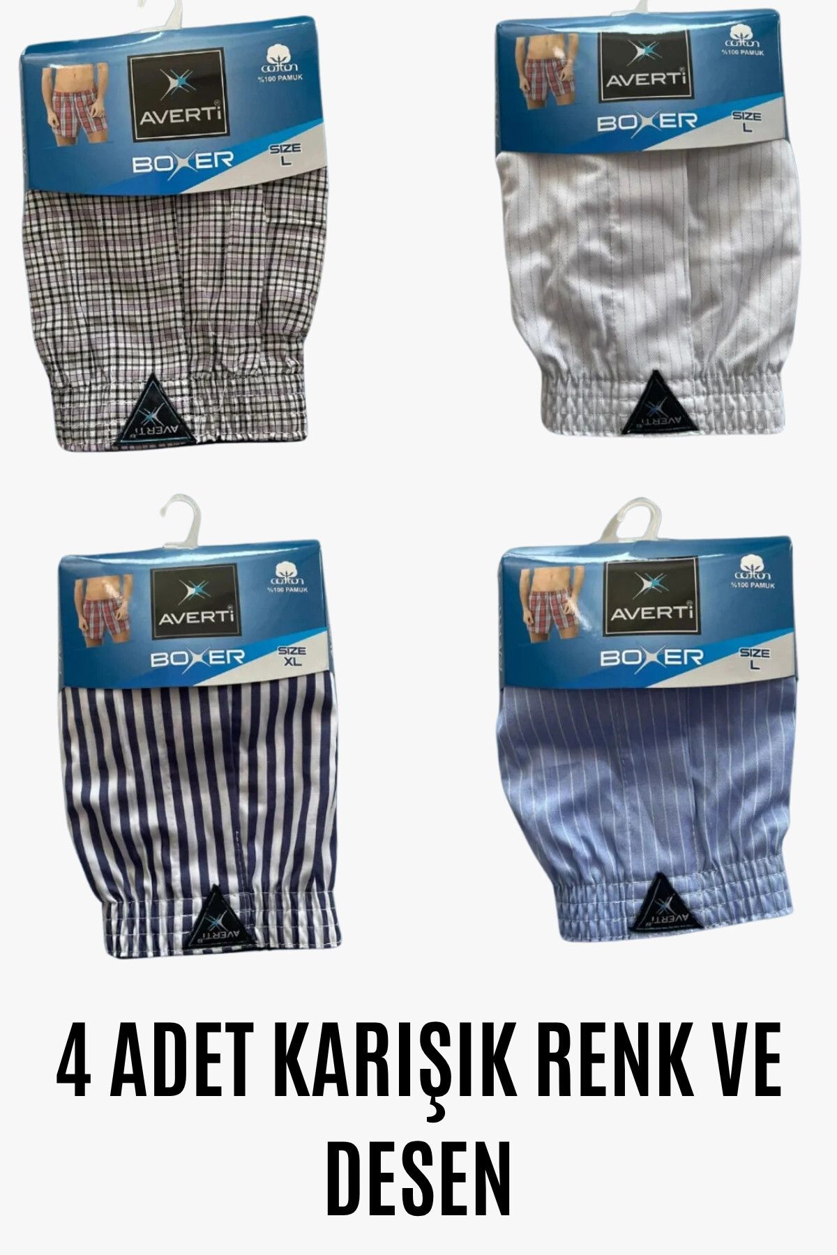 hazelin Erkek 4'Lü Gömlek Desen %100 Pamuk Poplin Boxer HZL25S-AV01