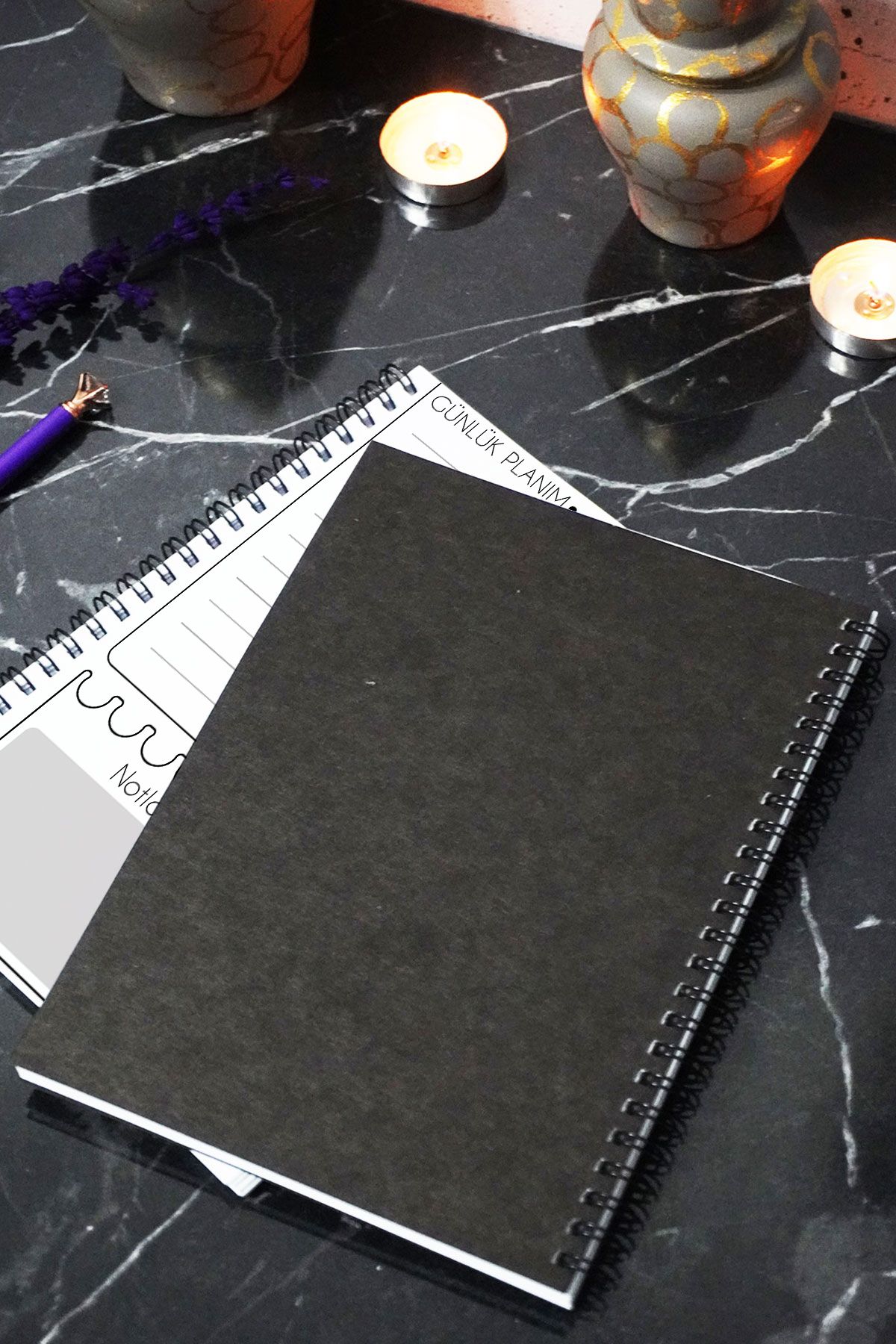 markcat-A5 Istanbul Themed Black Kraft Cover Notebook - Daily Planner - 45 Sheets (90 Pages) 15X21 cm 5