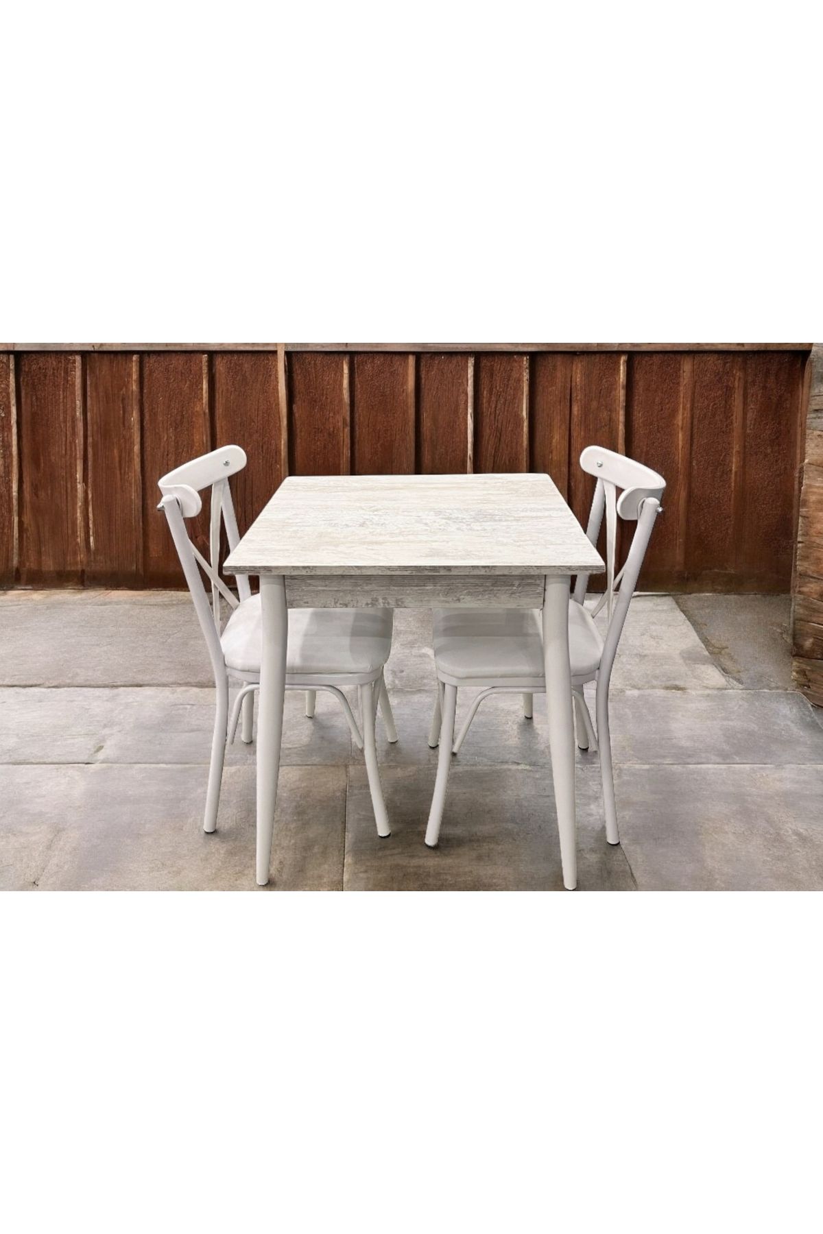 Vivense MENDEL MASA VE BAHAR ÇAPRAZ SANDALYE TAKIMI, KRİSTAL, 70x70