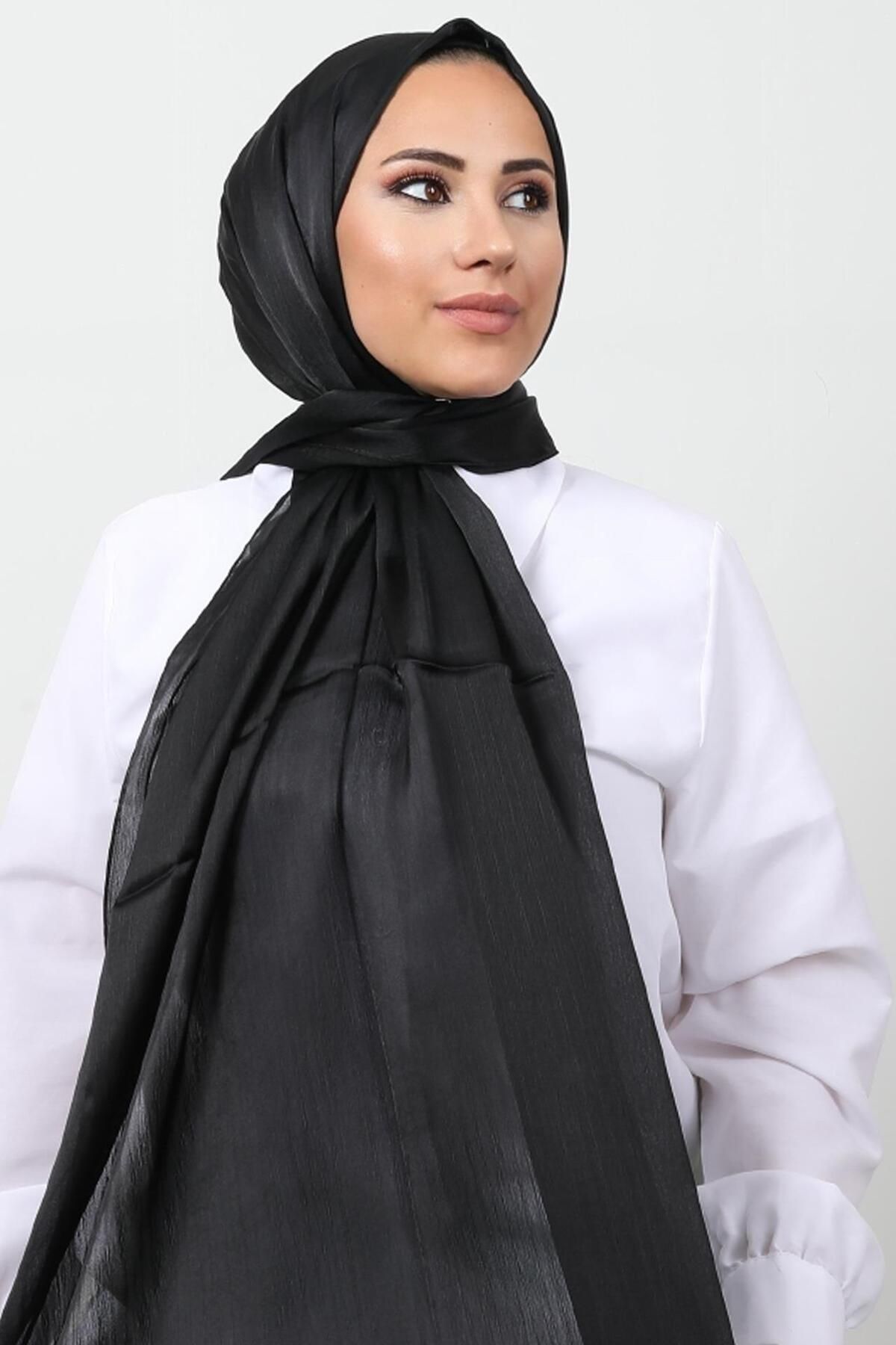 giz astore İnci Saten Şal Siyah
