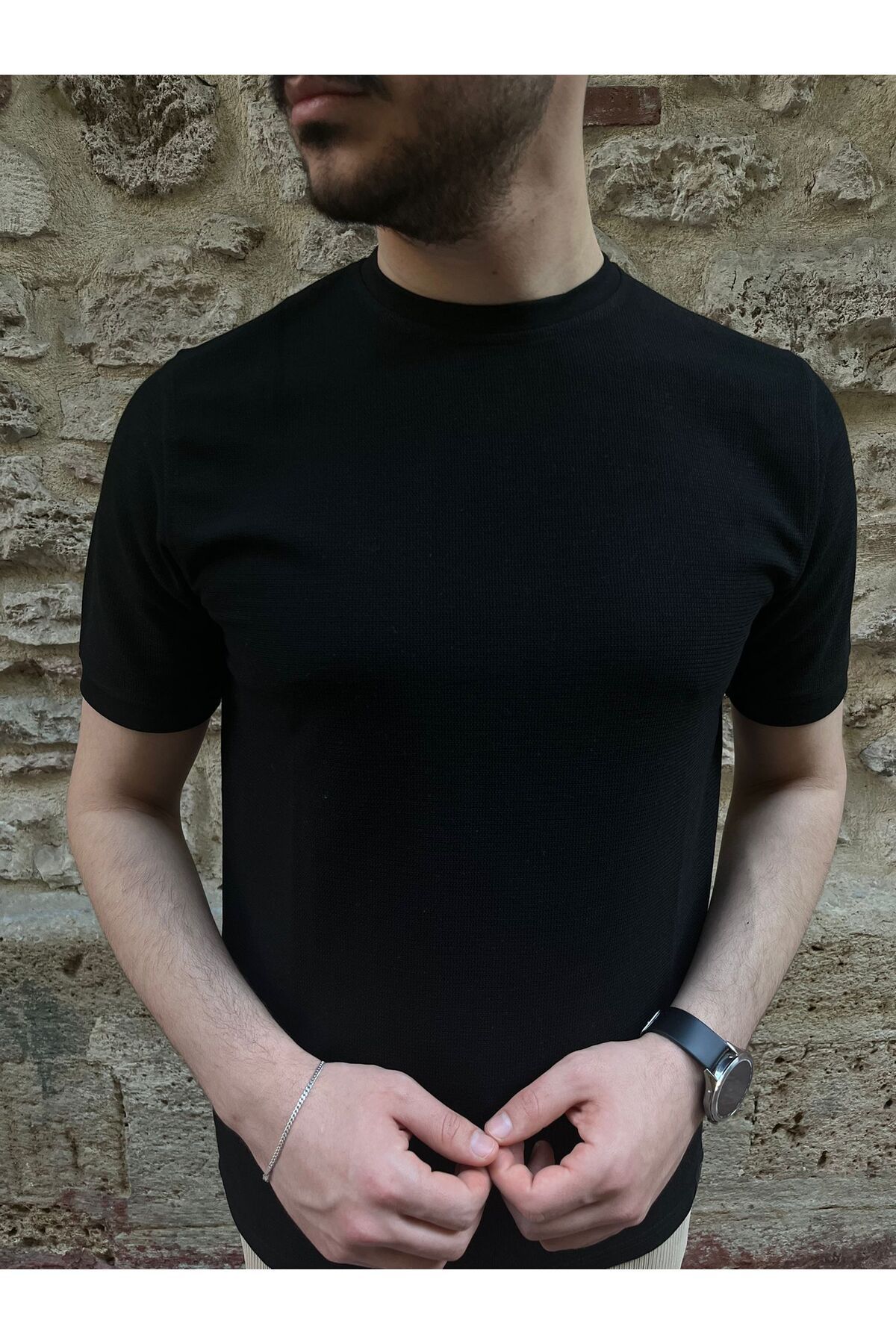 Solvia Siyah Basic %100 Pamuklu Erkek Tshirt